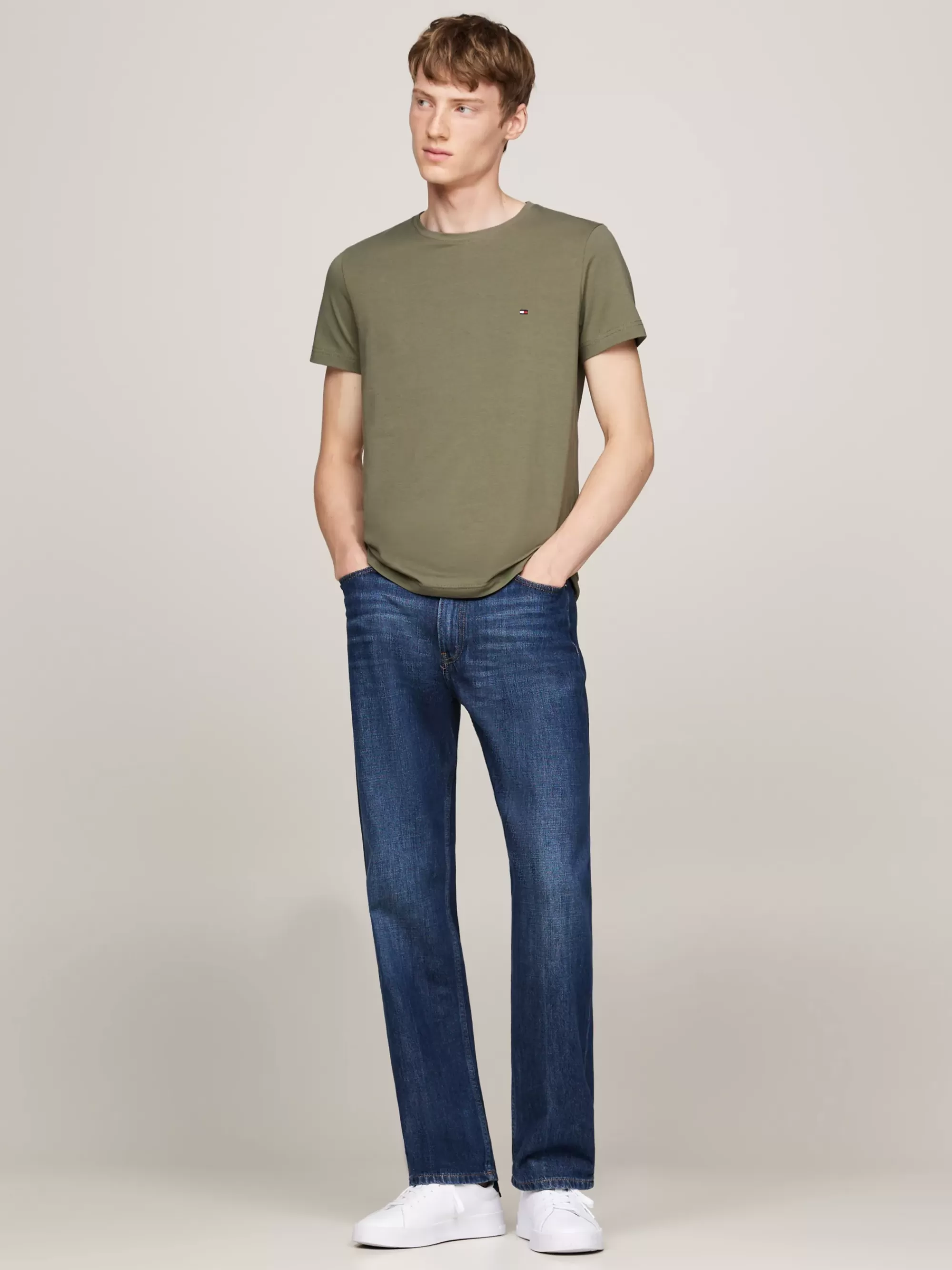 T-Shirts*Tommy Hilfiger Extra Slim Fit T-shirt Met Stretch BATTLE GREEN