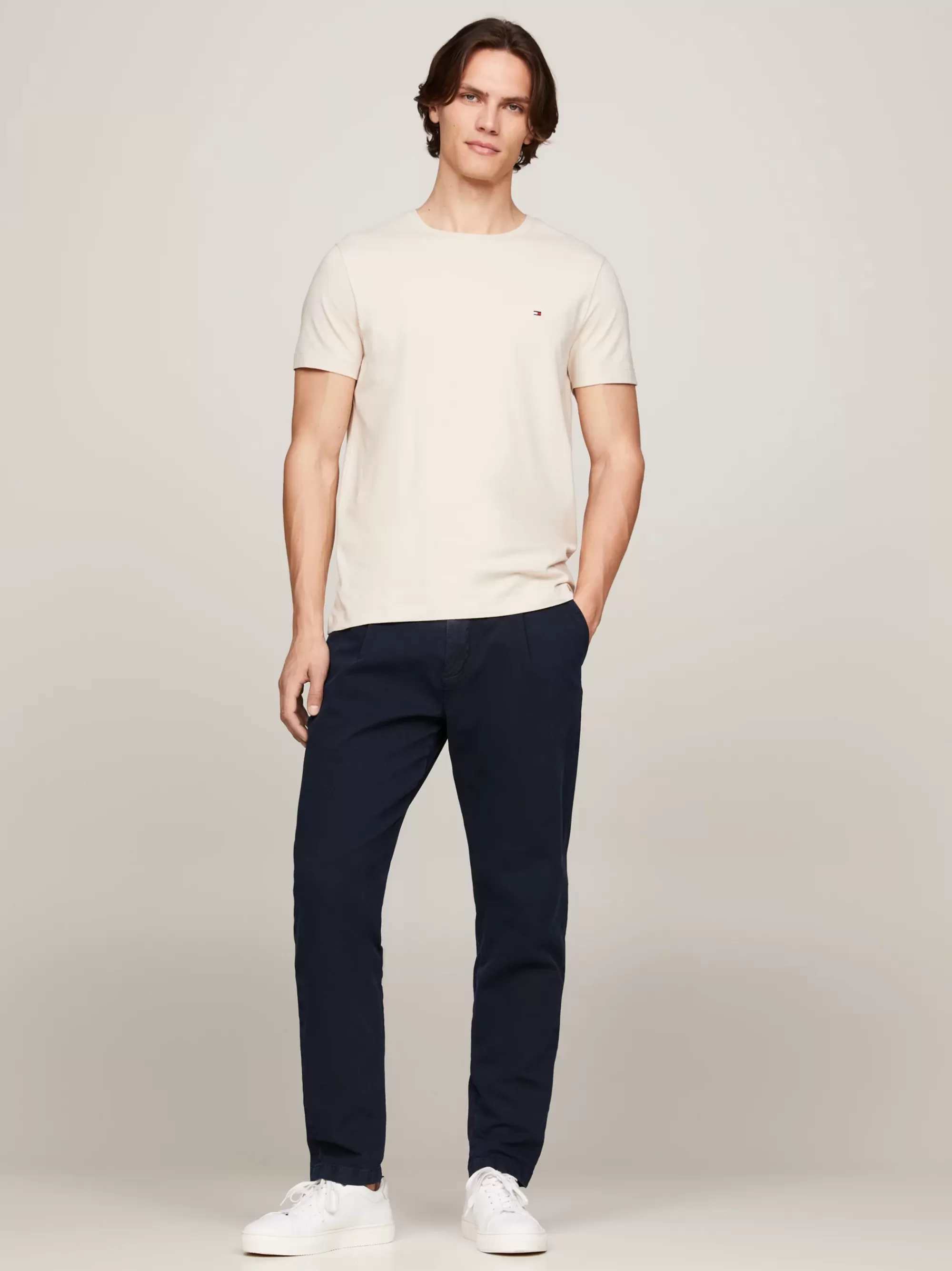 T-Shirts*Tommy Hilfiger Extra Slim Fit T-shirt Met Stretch CLASSIC BEIGE