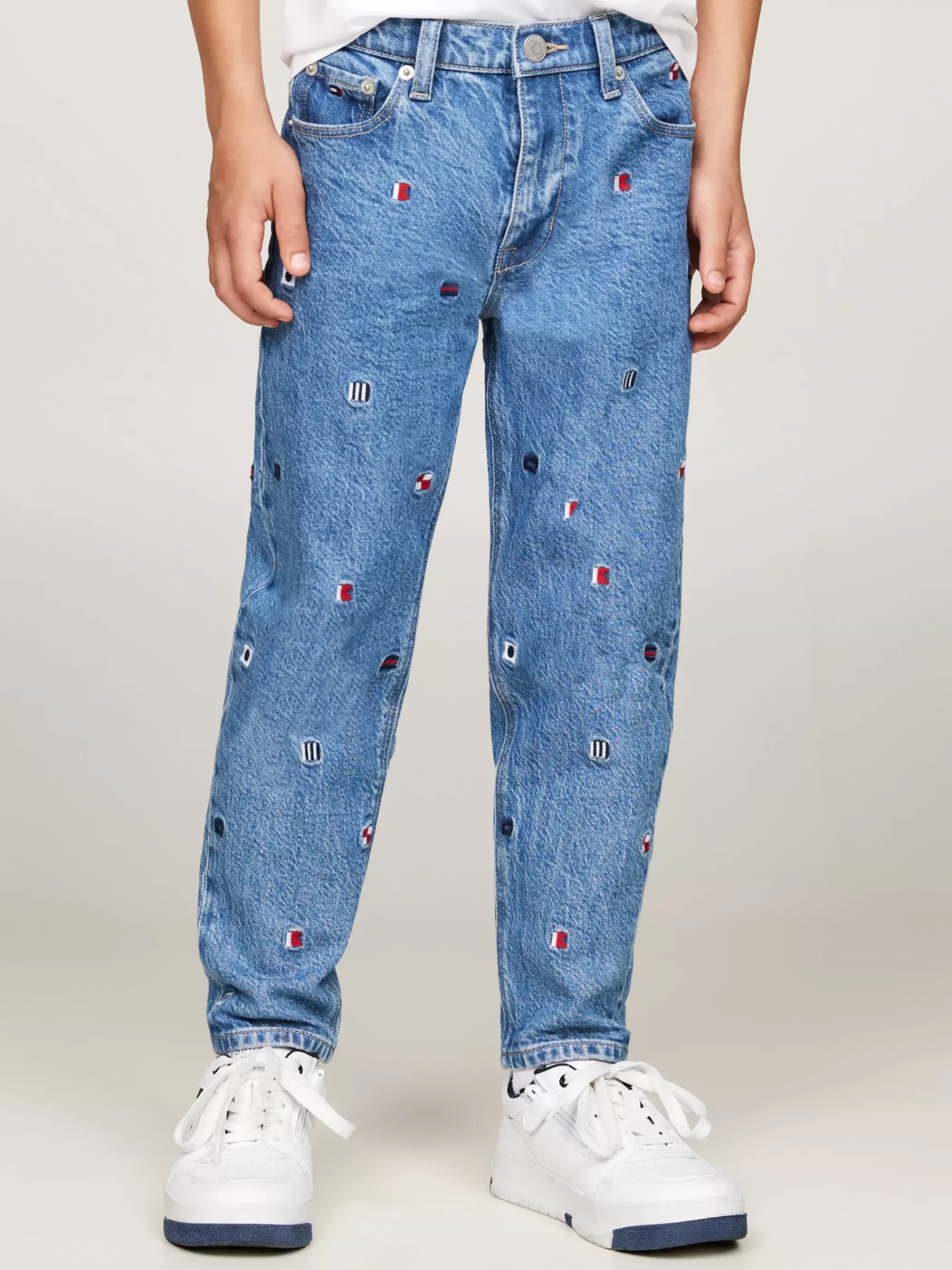 Jeans*Tommy Hilfiger Faded Tapered Jeans Met Geborduurde Vlaggen CRITTER
