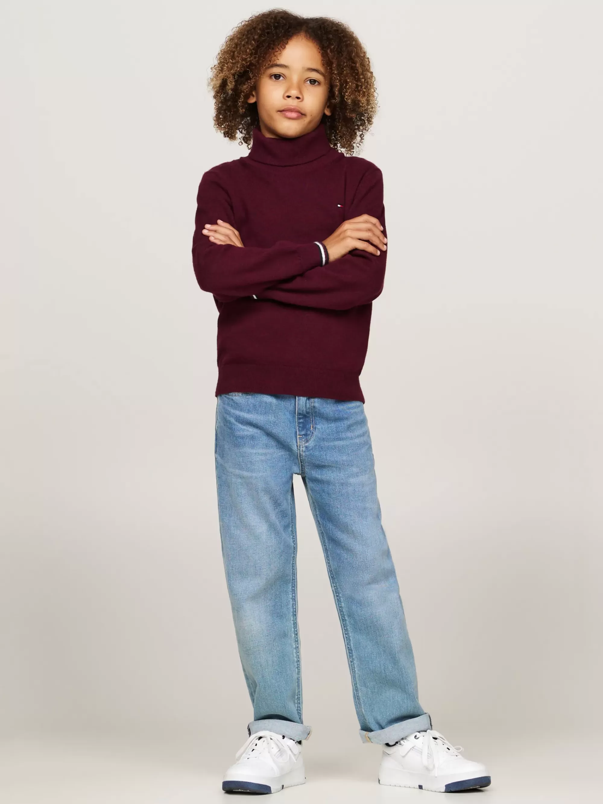 Truien & Vesten*Tommy Hilfiger Fijngebreide Coltrui DEEP ROUGE