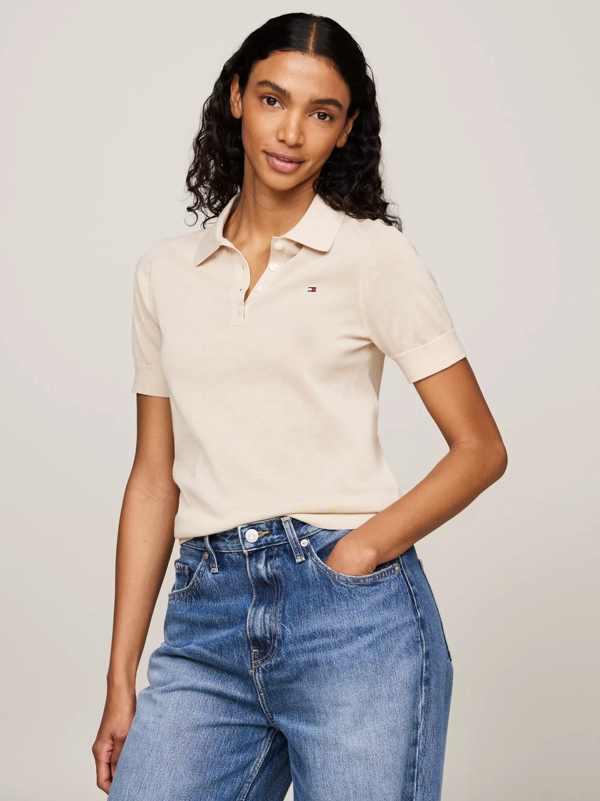 Truien | Truien & Vesten*Tommy Hilfiger Fijngebreide Regular Fit Polo CLASSIC BEIGE