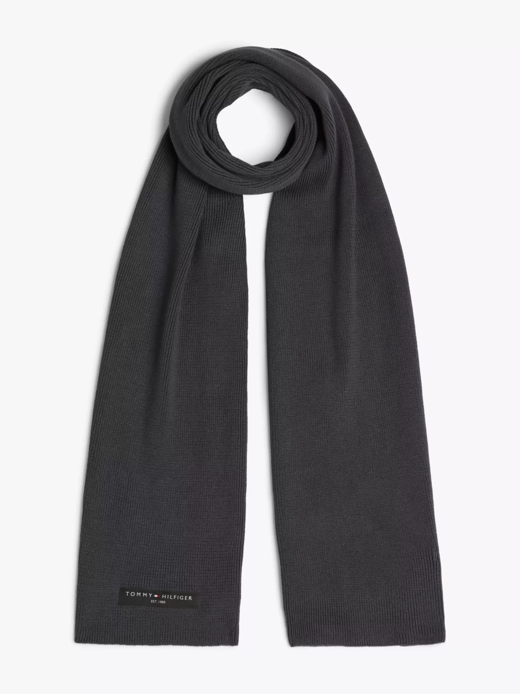 Mutsen, Handschoenen & Sjaals*Tommy Hilfiger Fijngebreide Sjaal Met Logo DARK GREY