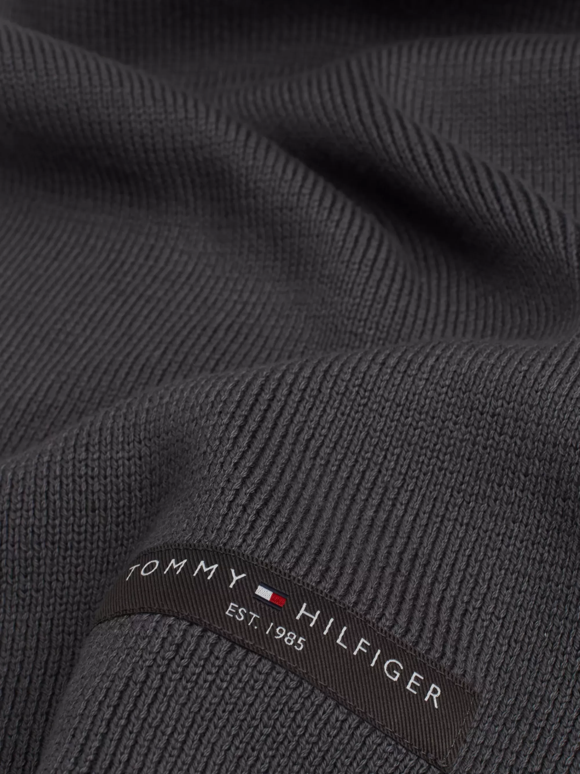 Mutsen, Handschoenen & Sjaals*Tommy Hilfiger Fijngebreide Sjaal Met Logo DARK GREY