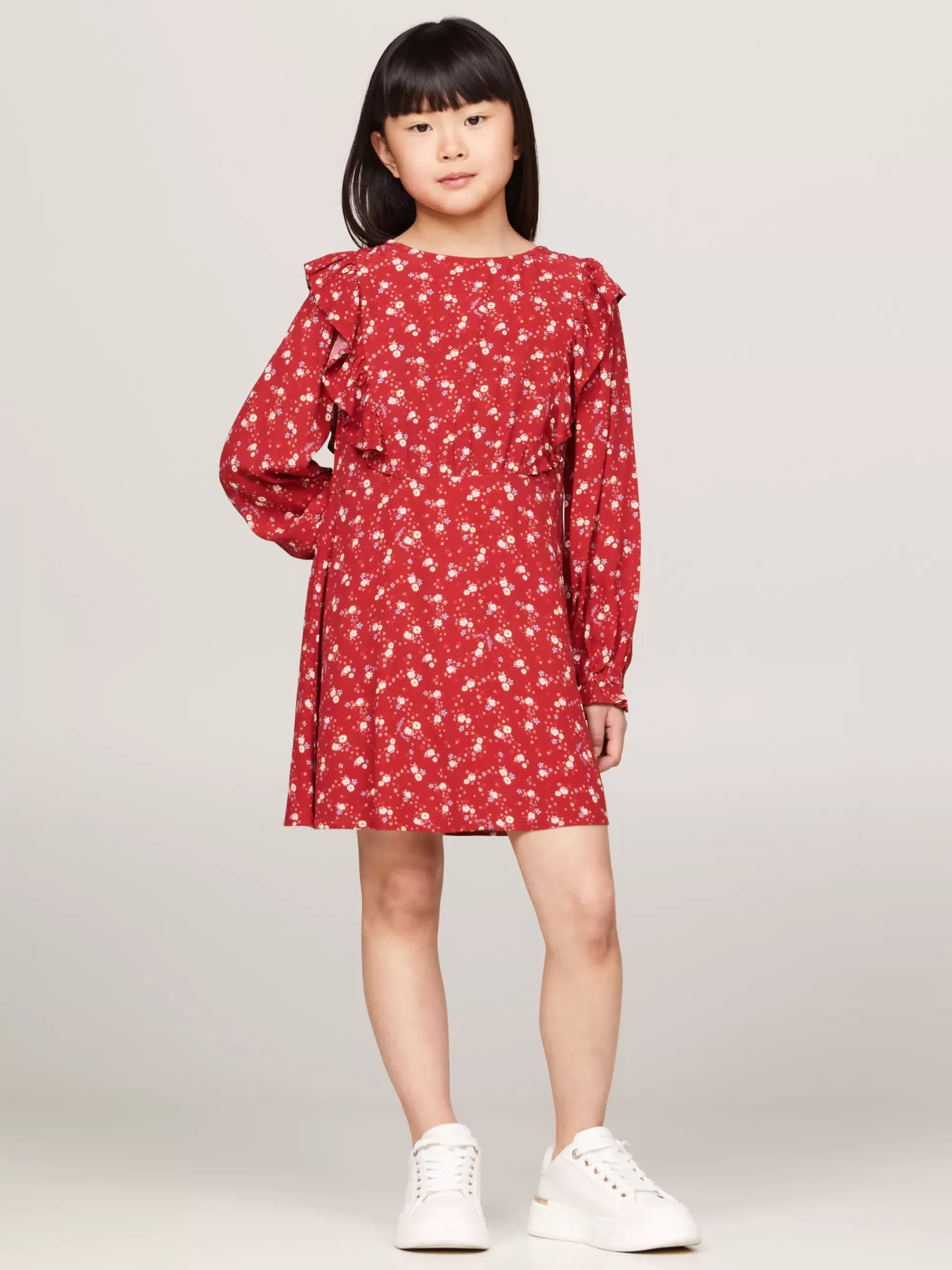Jurken*Tommy Hilfiger Fit And Flare Jurk Met Bergbloemenprint DARK MAGMA ALLOVER FLOWER