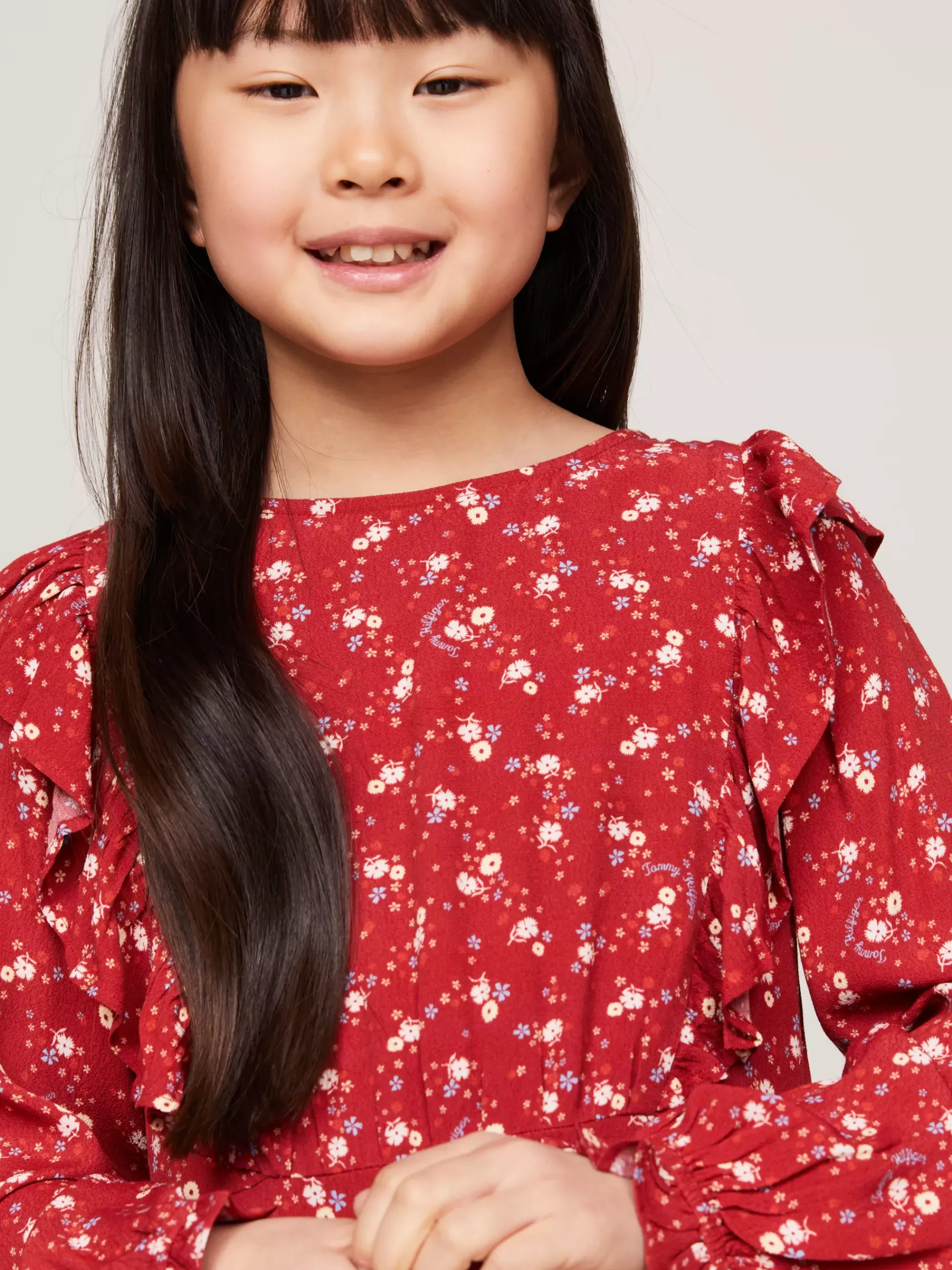 Jurken*Tommy Hilfiger Fit And Flare Jurk Met Bergbloemenprint DARK MAGMA ALLOVER FLOWER