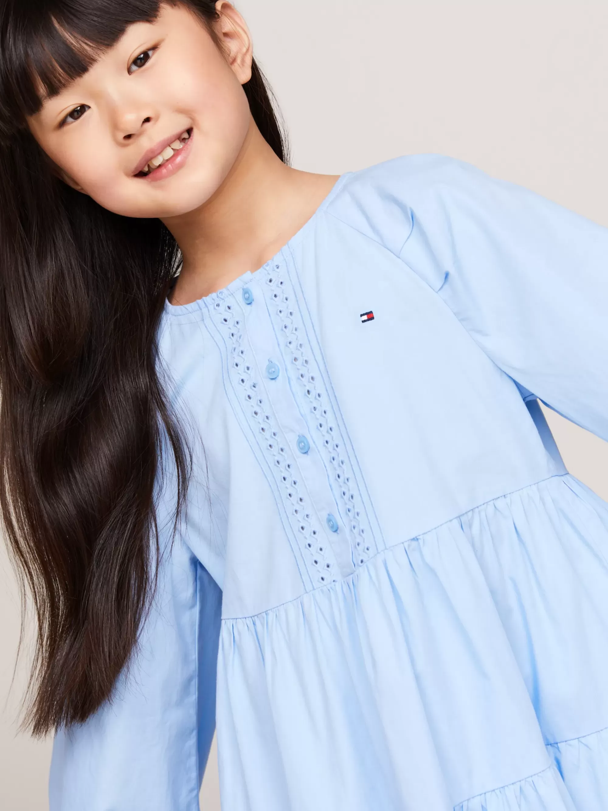 Jurken*Tommy Hilfiger Fit And Flare Jurk Met Broderie Anglaise VESSEL BLUE
