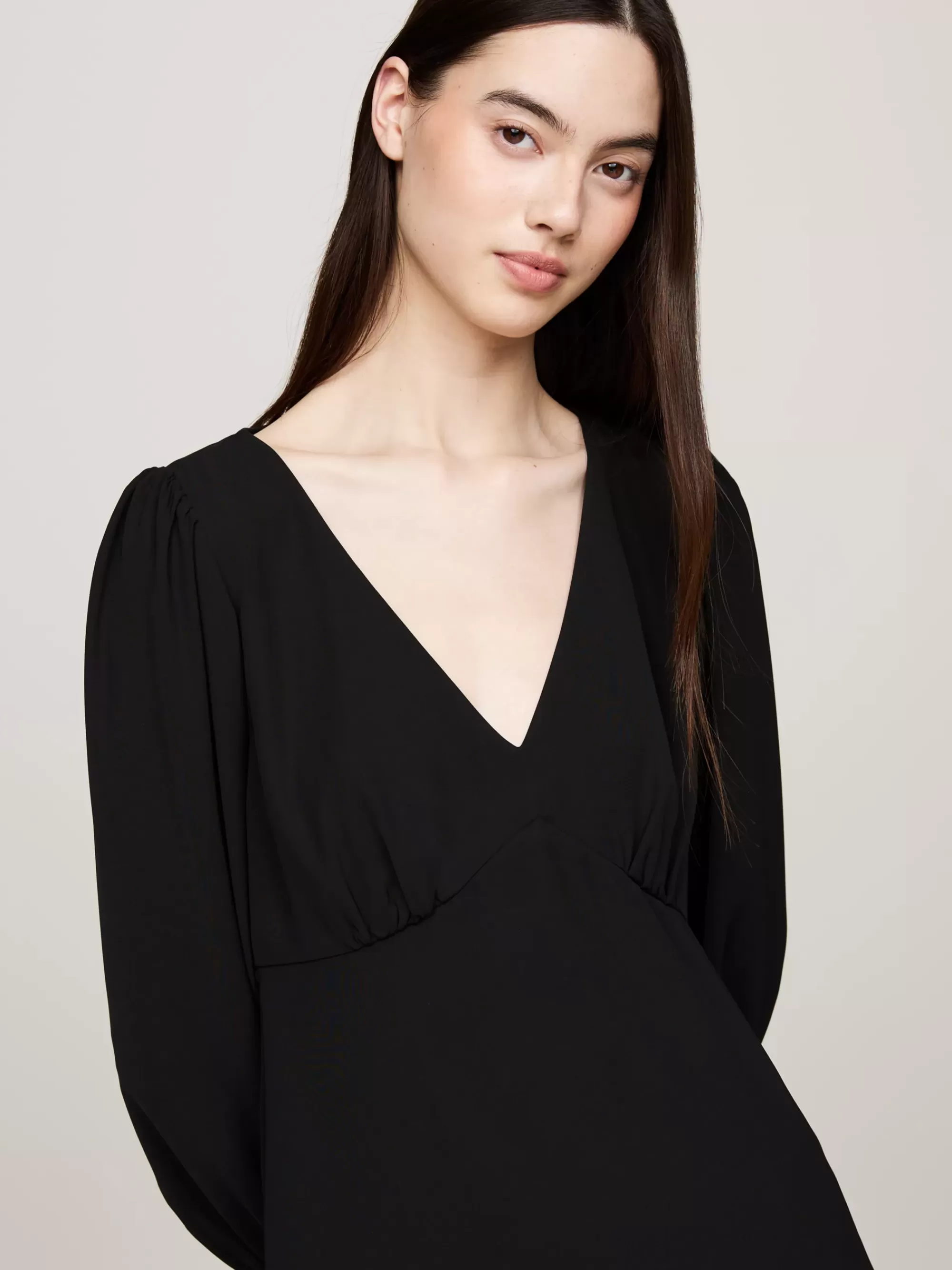 Jurken*Tommy Hilfiger Fit And Flare Mini-jurk Met V-hals BLACK