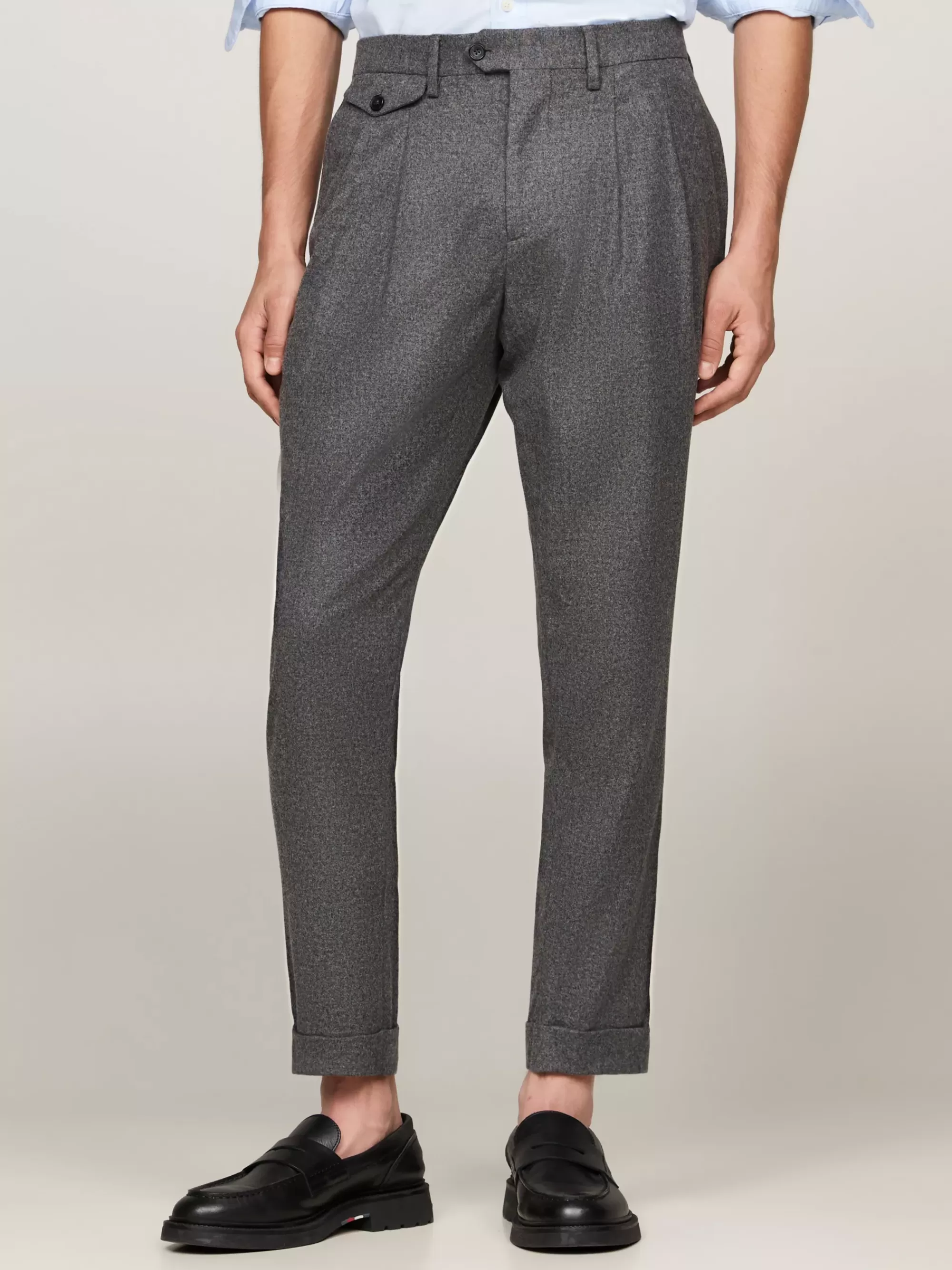Pakken & Tailored | Broeken*Tommy Hilfiger Flanellen Pantalon Met Persvouwen GREY