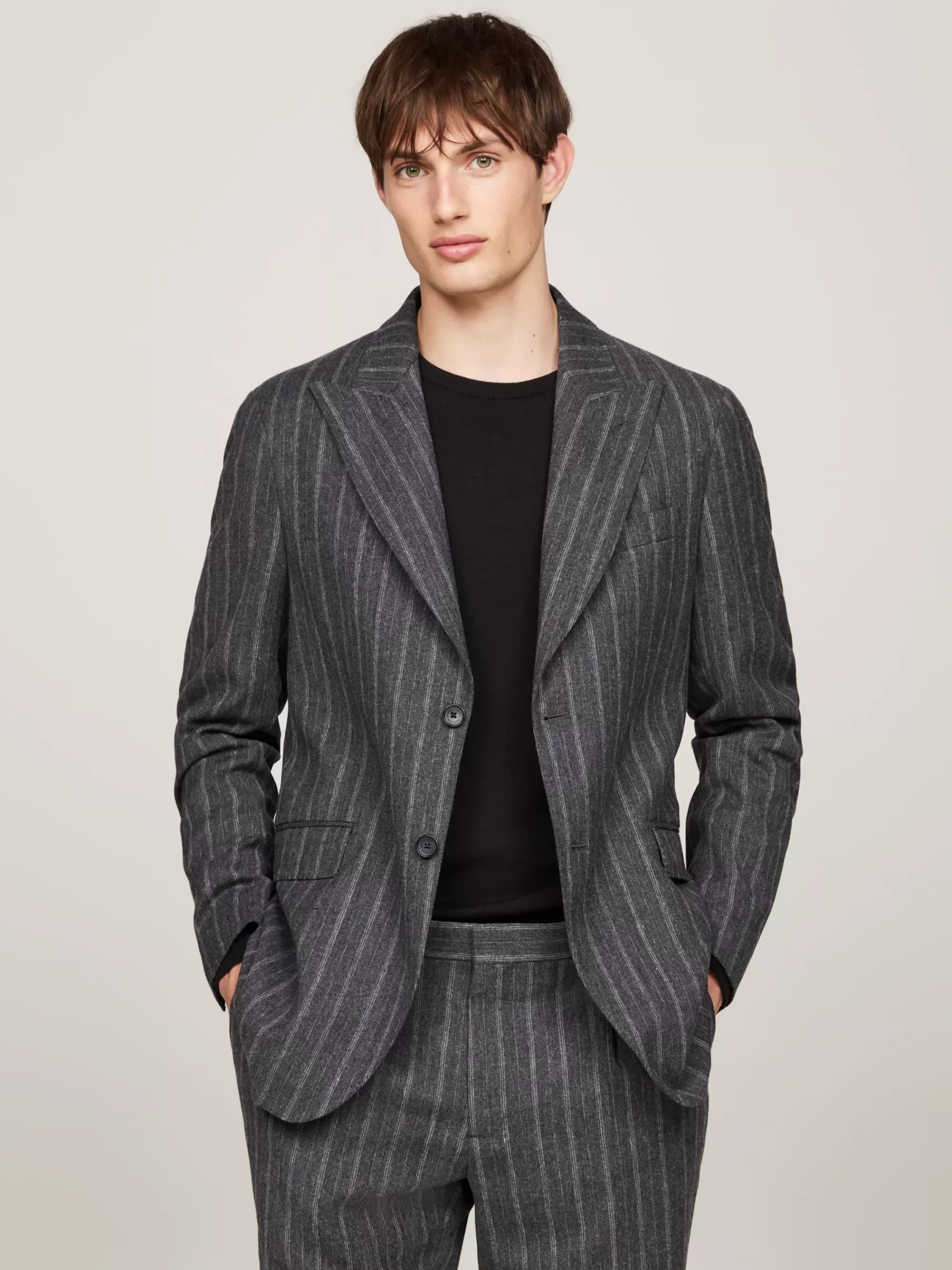 Pakken & Tailored*Tommy Hilfiger Flanellen Slim Fit Blazer Met Krijtstreep GREY