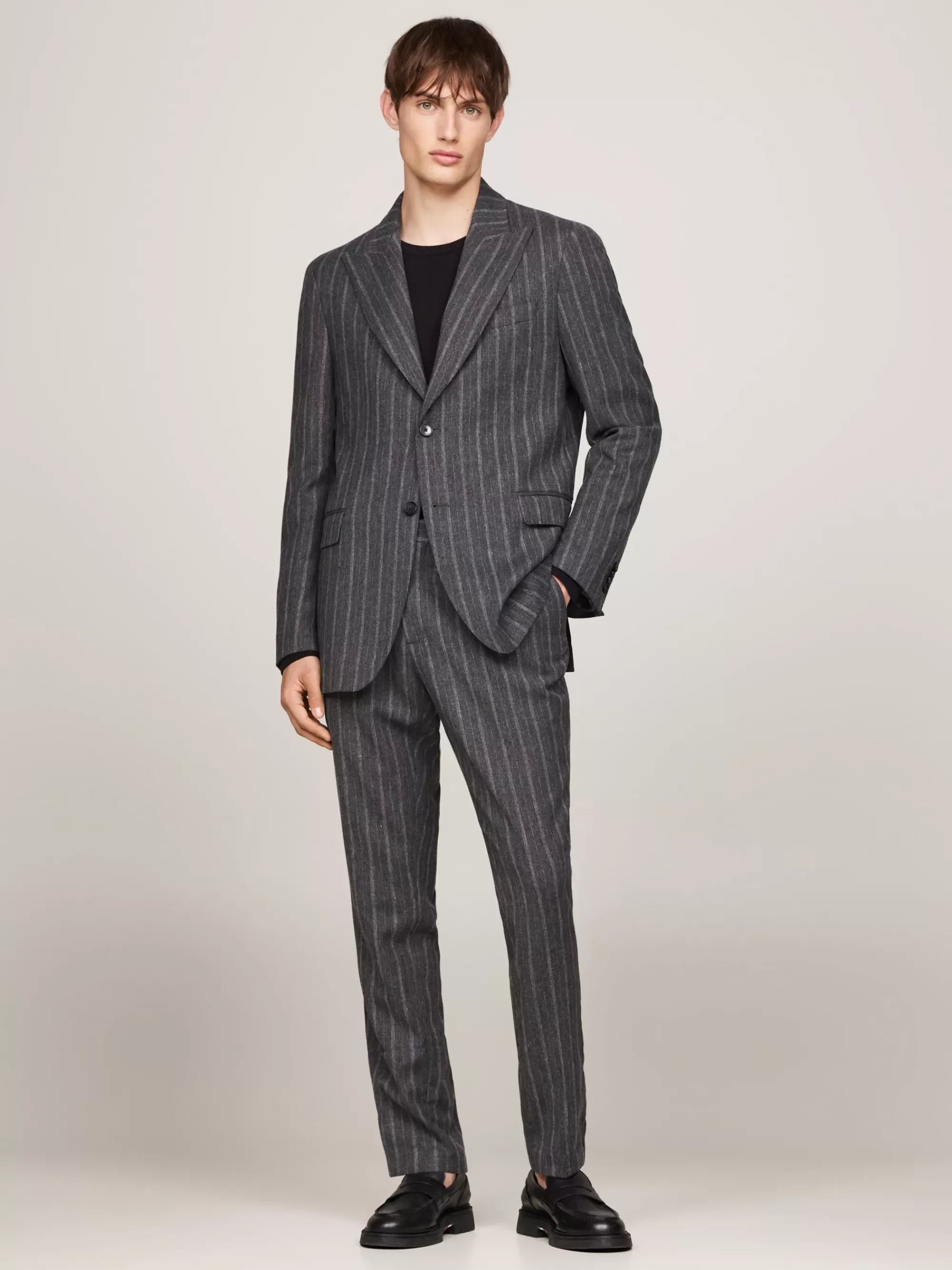 Pakken & Tailored*Tommy Hilfiger Flanellen Slim Fit Blazer Met Krijtstreep GREY