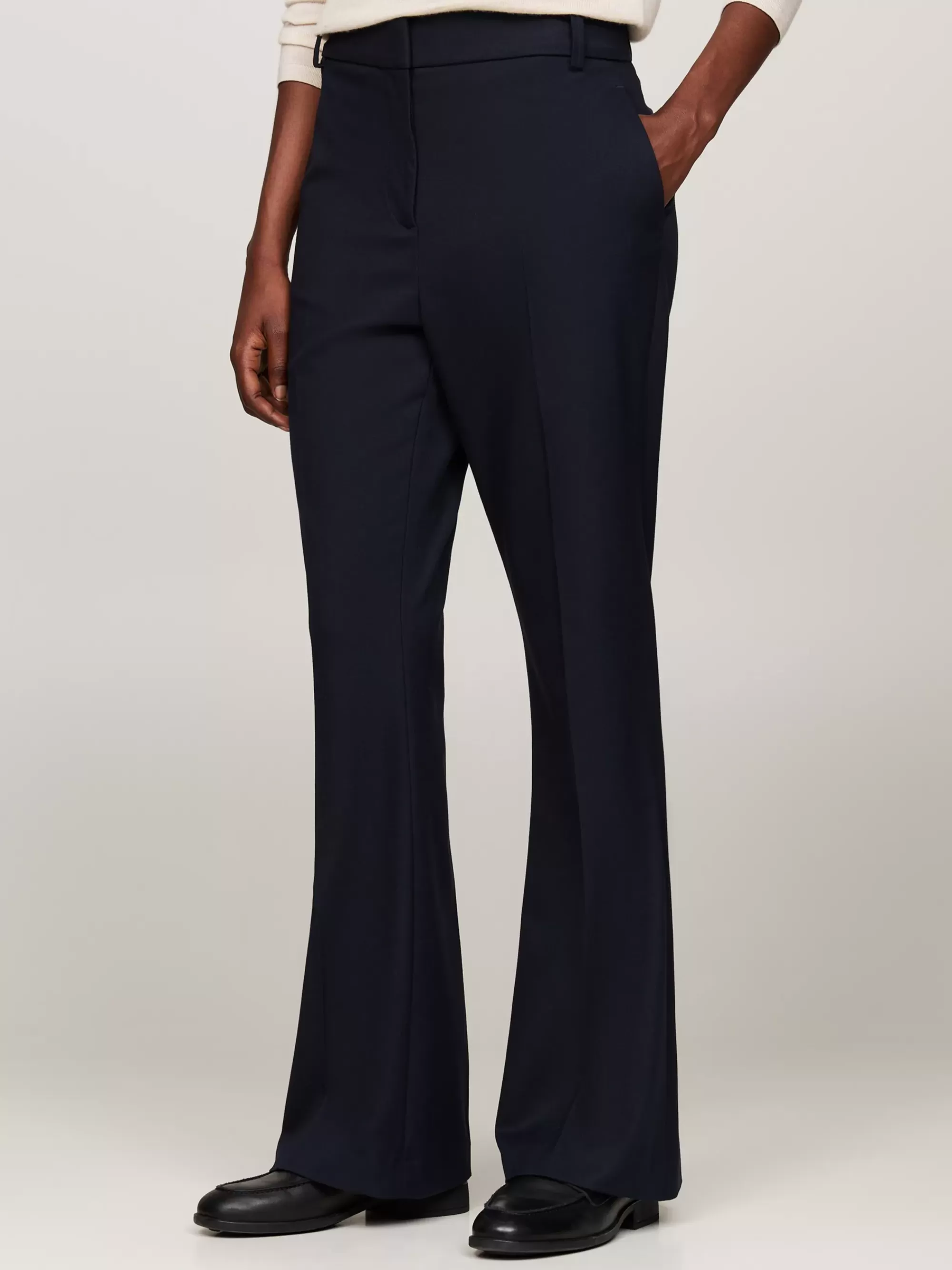 Broeken*Tommy Hilfiger Flared Broek Met Emaillen Vlag DESERT SKY
