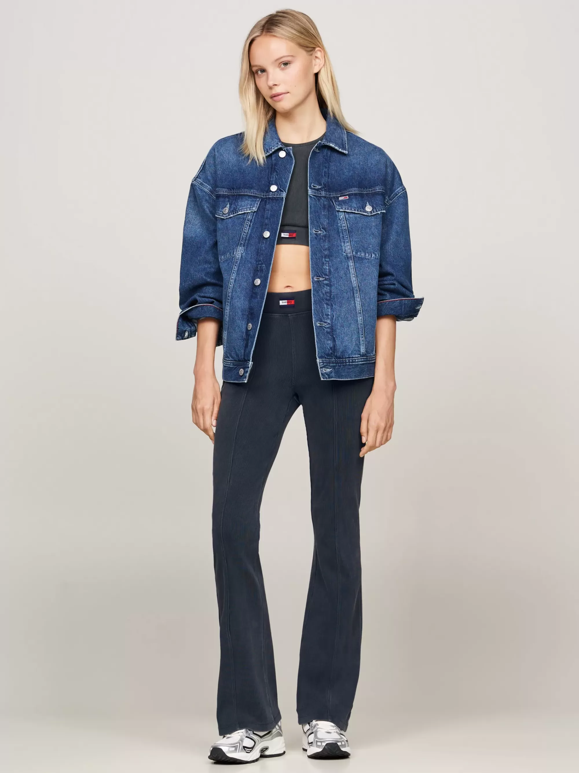 Broeken*Tommy Hilfiger Flared Fit Legging Met Enkelritsen WET SLATE