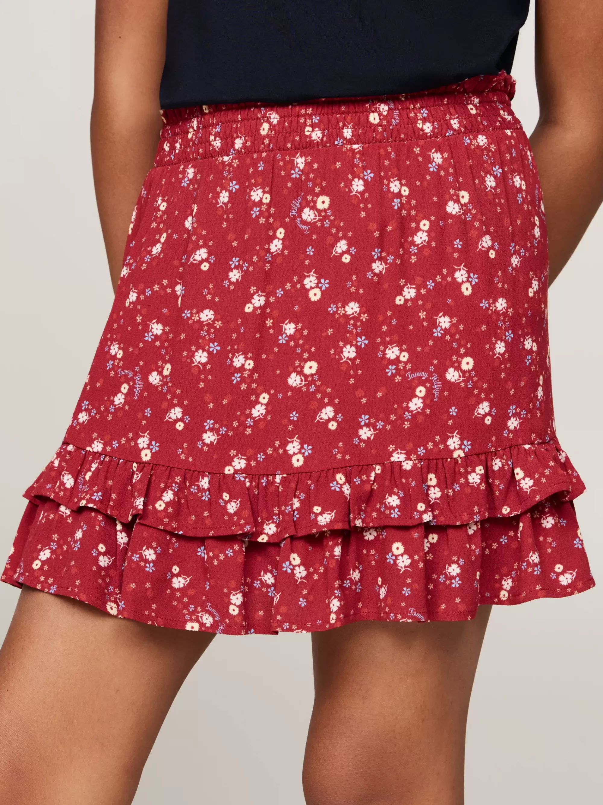 Broeken & Rokken*Tommy Hilfiger Flared Minirok Met Bergbloemenprint DARK MAGMA ALLOVER FLOWER
