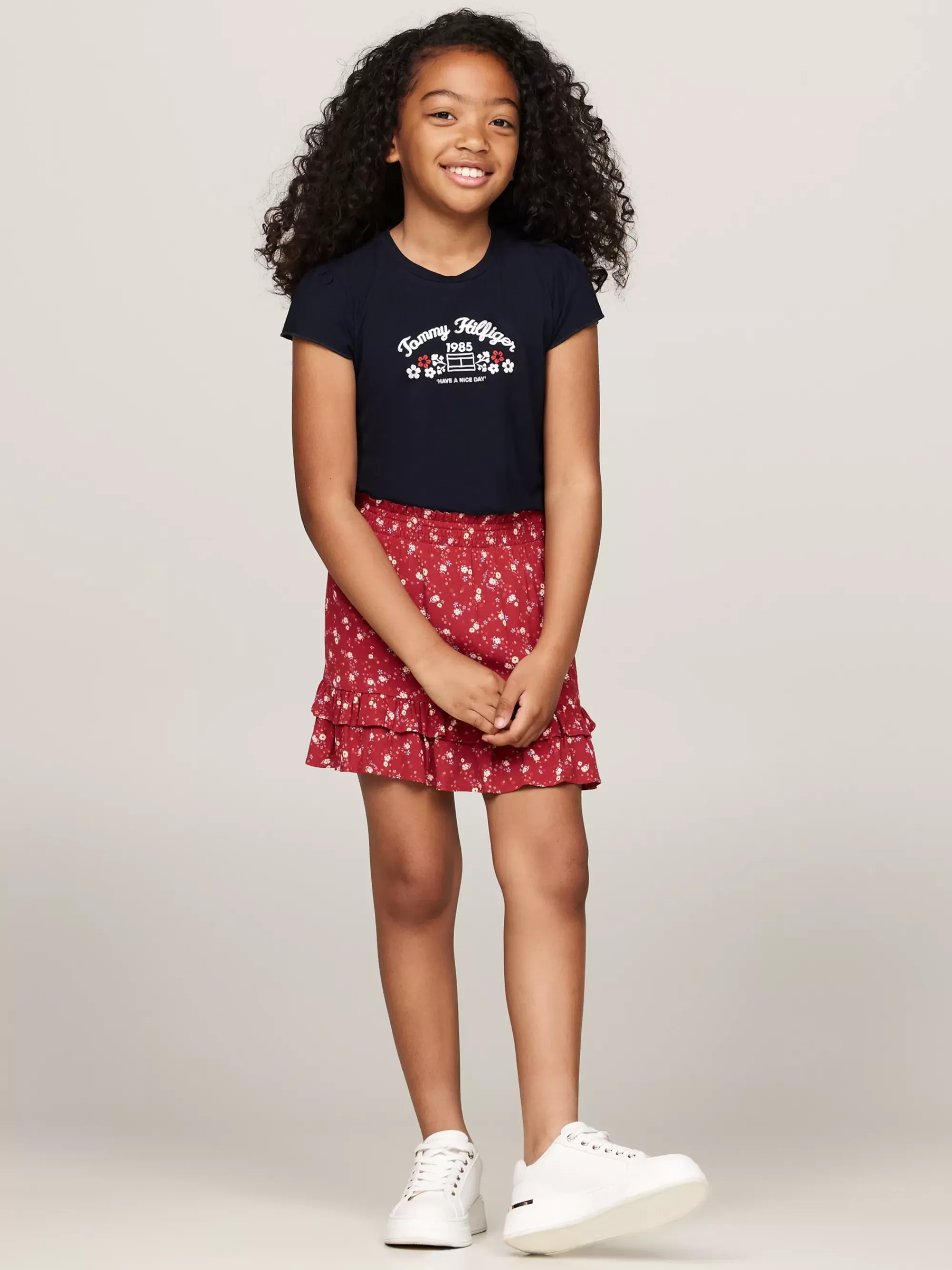 Broeken & Rokken*Tommy Hilfiger Flared Minirok Met Bergbloemenprint DARK MAGMA ALLOVER FLOWER