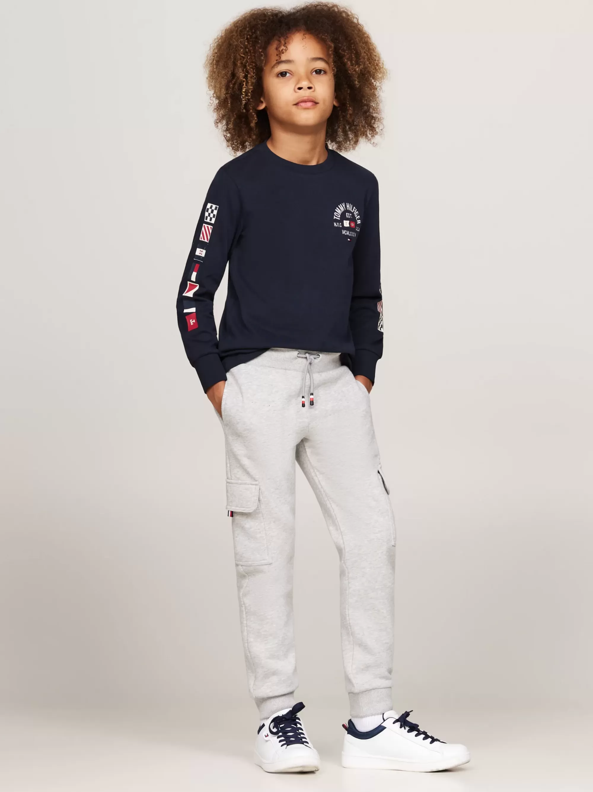 Broeken & Korte Broeken*Tommy Hilfiger Fleece Cargojogger LIGHT GREY HEATHER