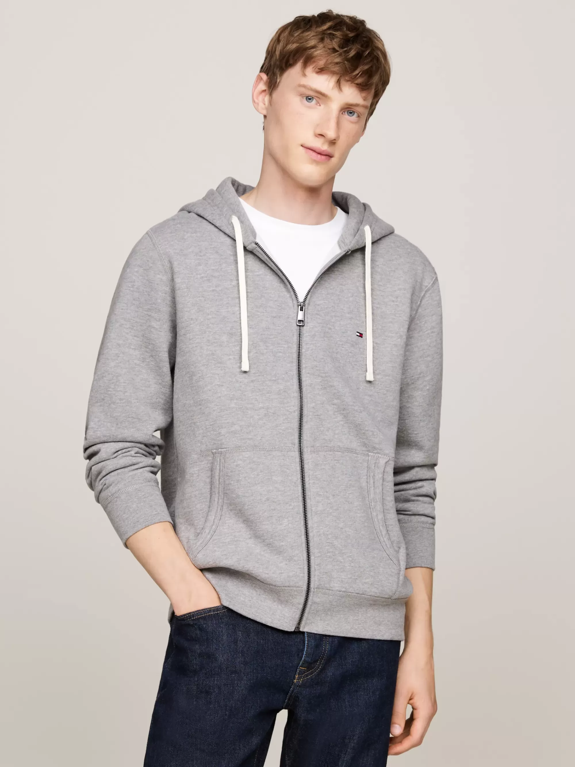 Sweatshirts & Hoodies*Tommy Hilfiger Fleece Hoodie Met Rits MEDIUM GREY HEATHER