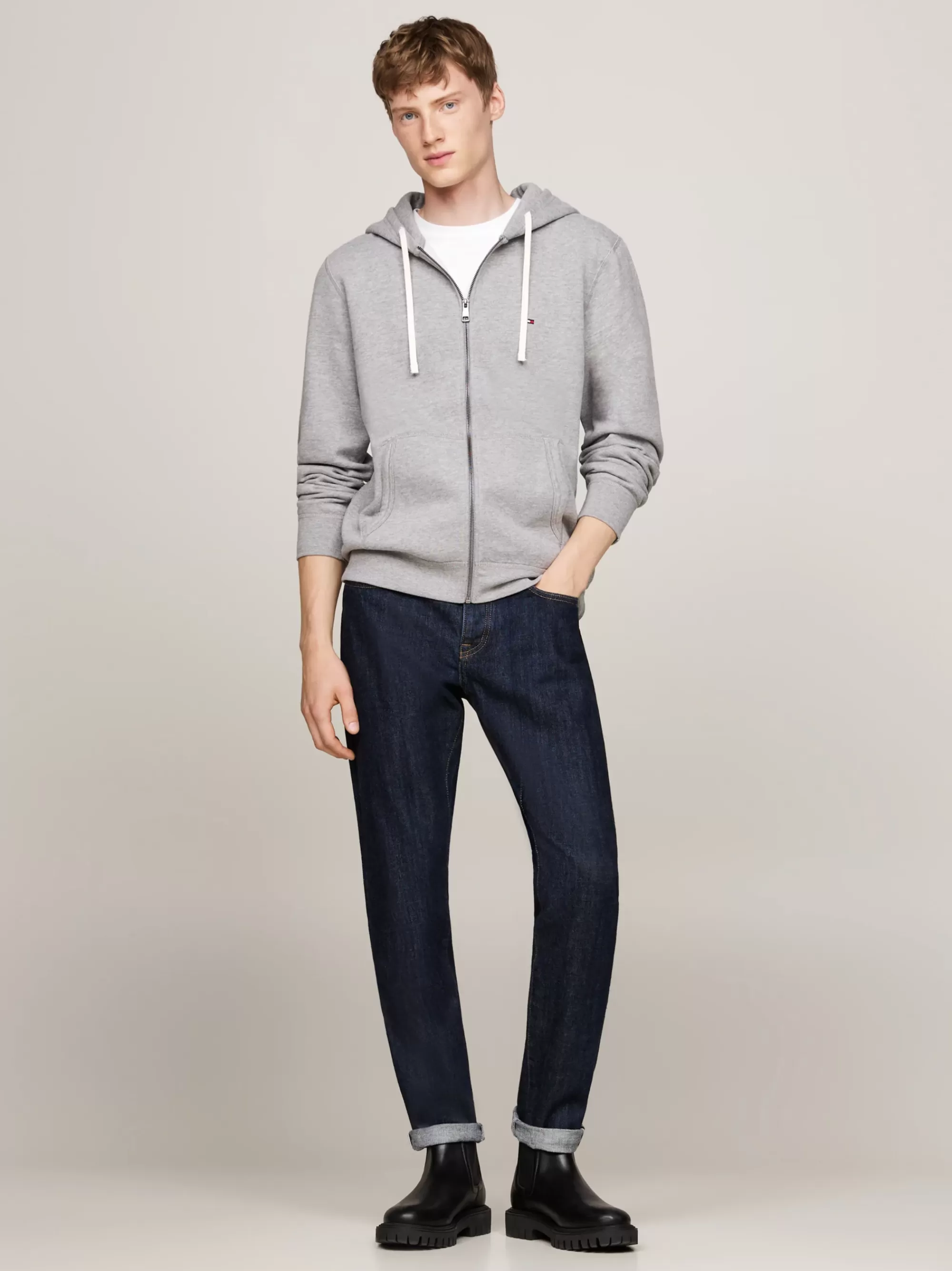 Sweatshirts & Hoodies*Tommy Hilfiger Fleece Hoodie Met Rits MEDIUM GREY HEATHER