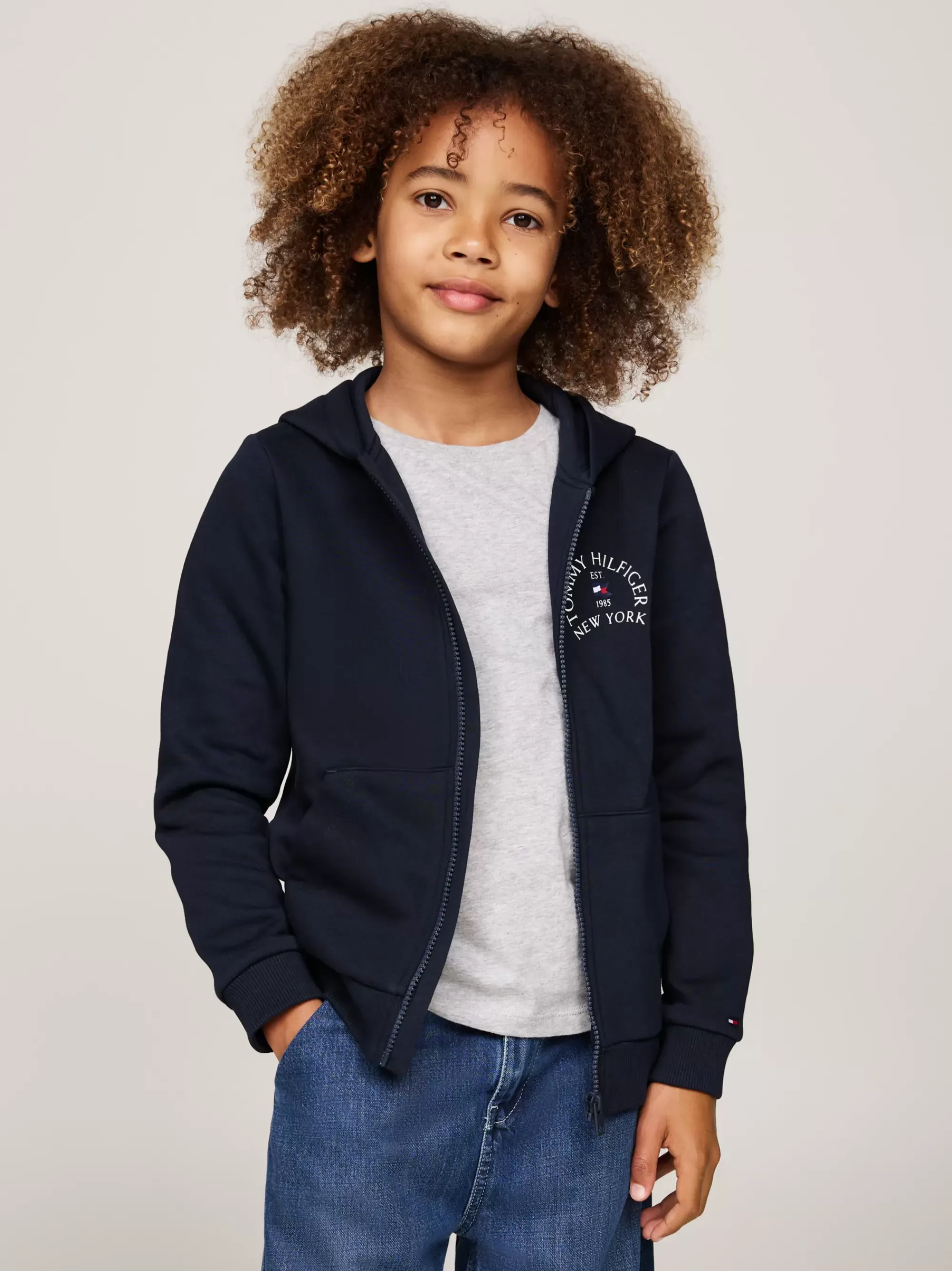 Sweatshirts & Hoodies*Tommy Hilfiger Fleece Hoodie Met Ritssluiting DESERT SKY