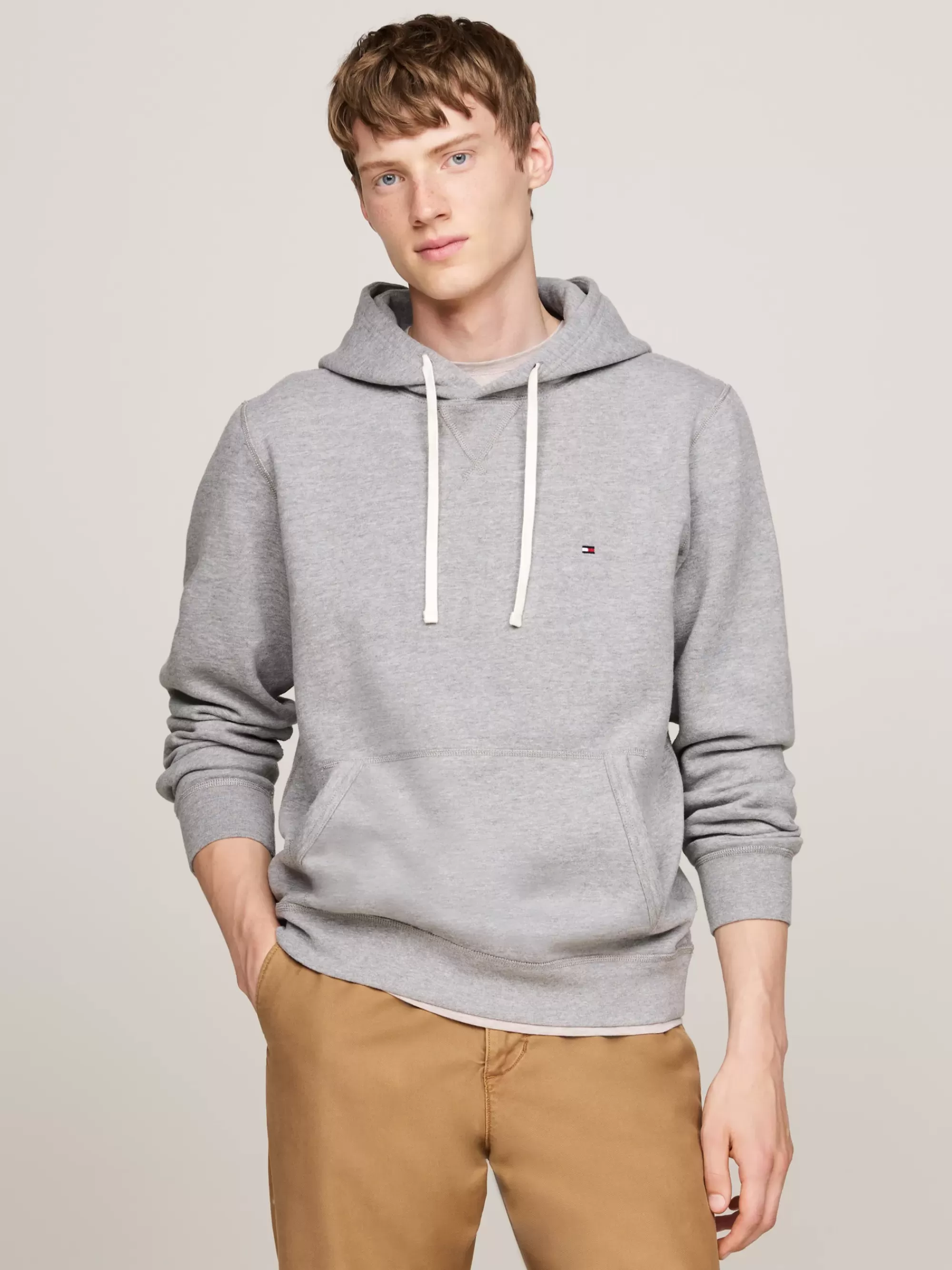 Sweatshirts & Hoodies*Tommy Hilfiger Fleece Hoodie Met Trekkoord MEDIUM GREY HEATHER