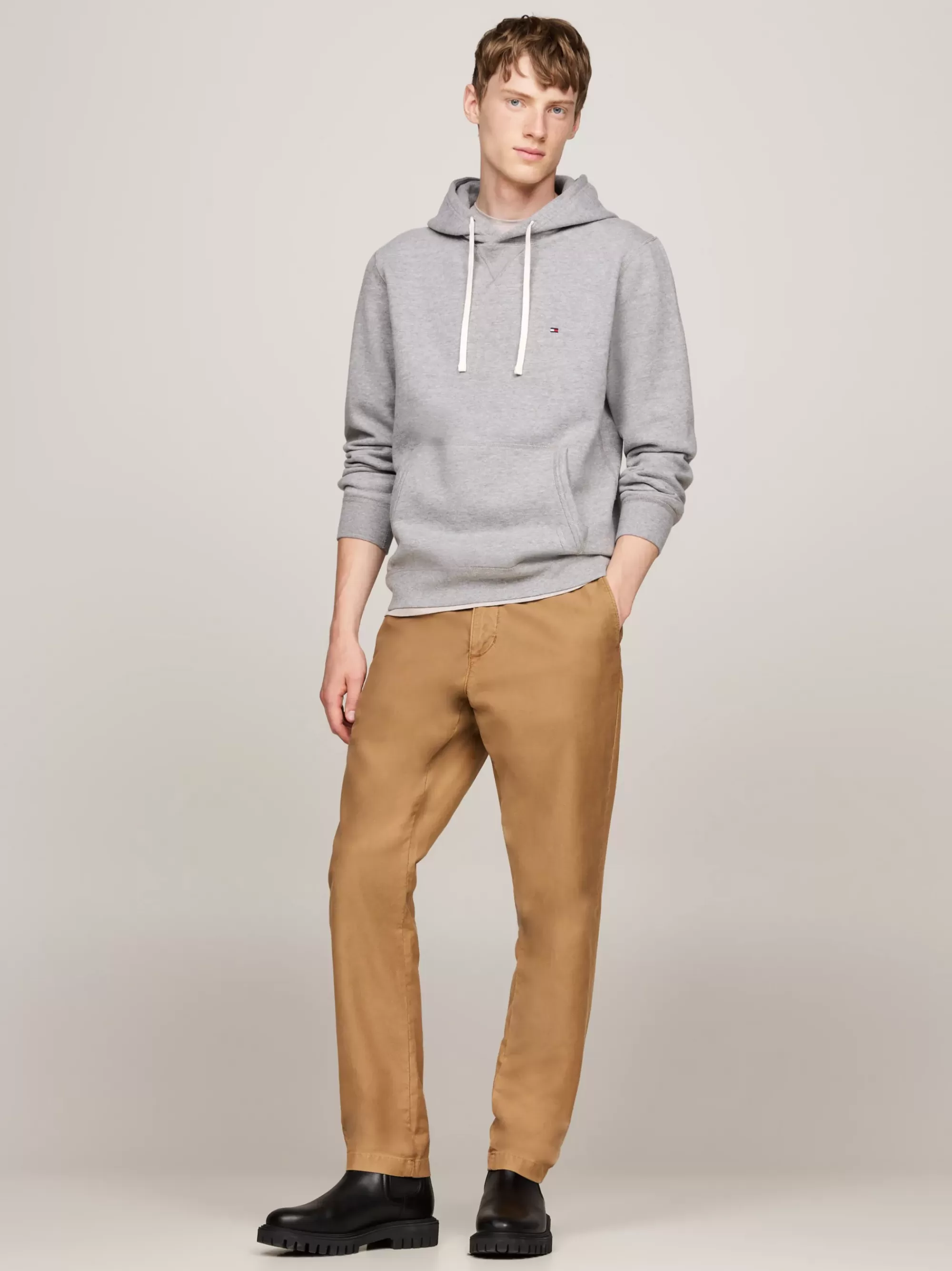 Sweatshirts & Hoodies*Tommy Hilfiger Fleece Hoodie Met Trekkoord MEDIUM GREY HEATHER
