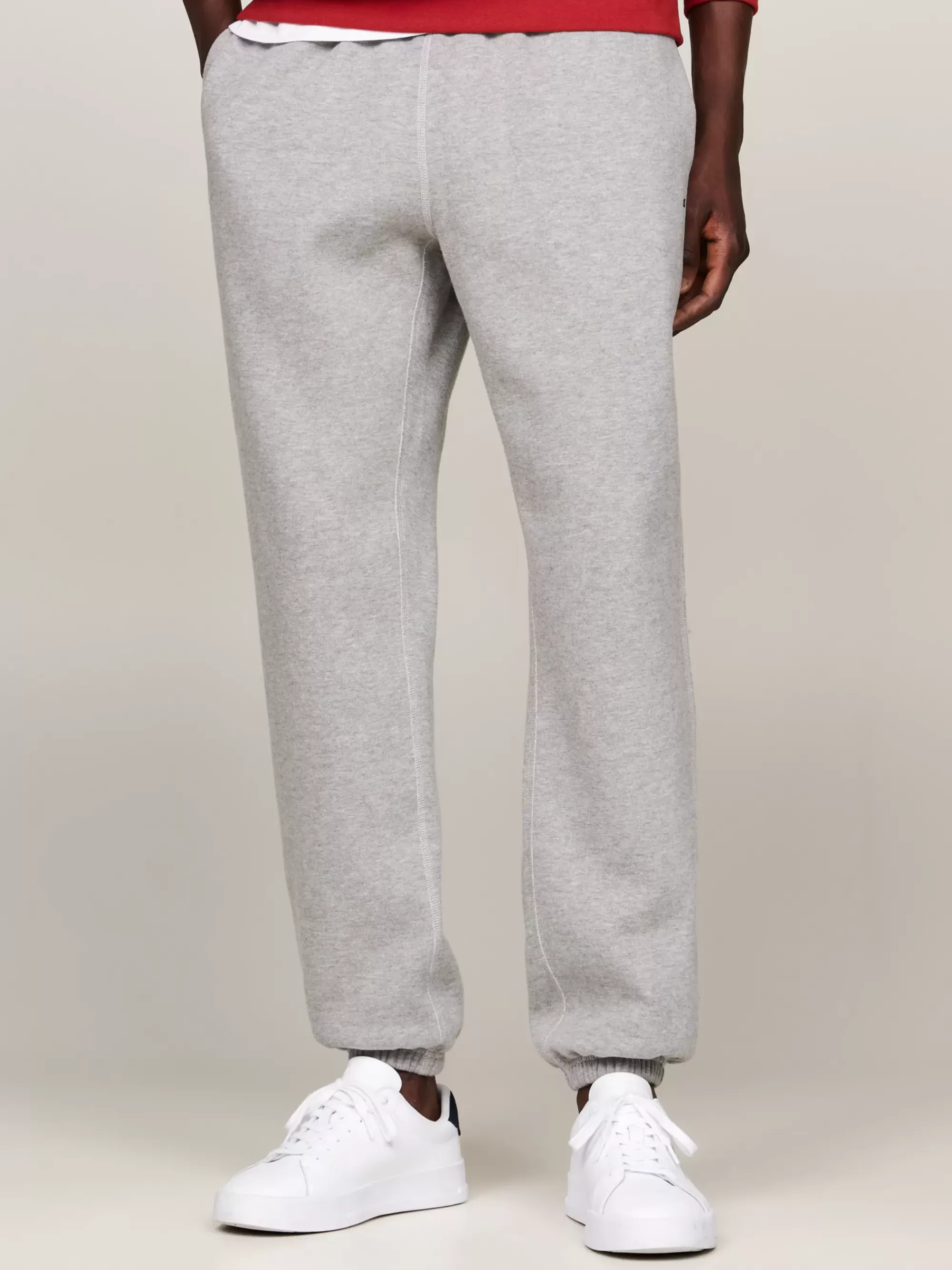Broeken*Tommy Hilfiger Fleece Jogger Met Boorden MEDIUM GREY HEATHER