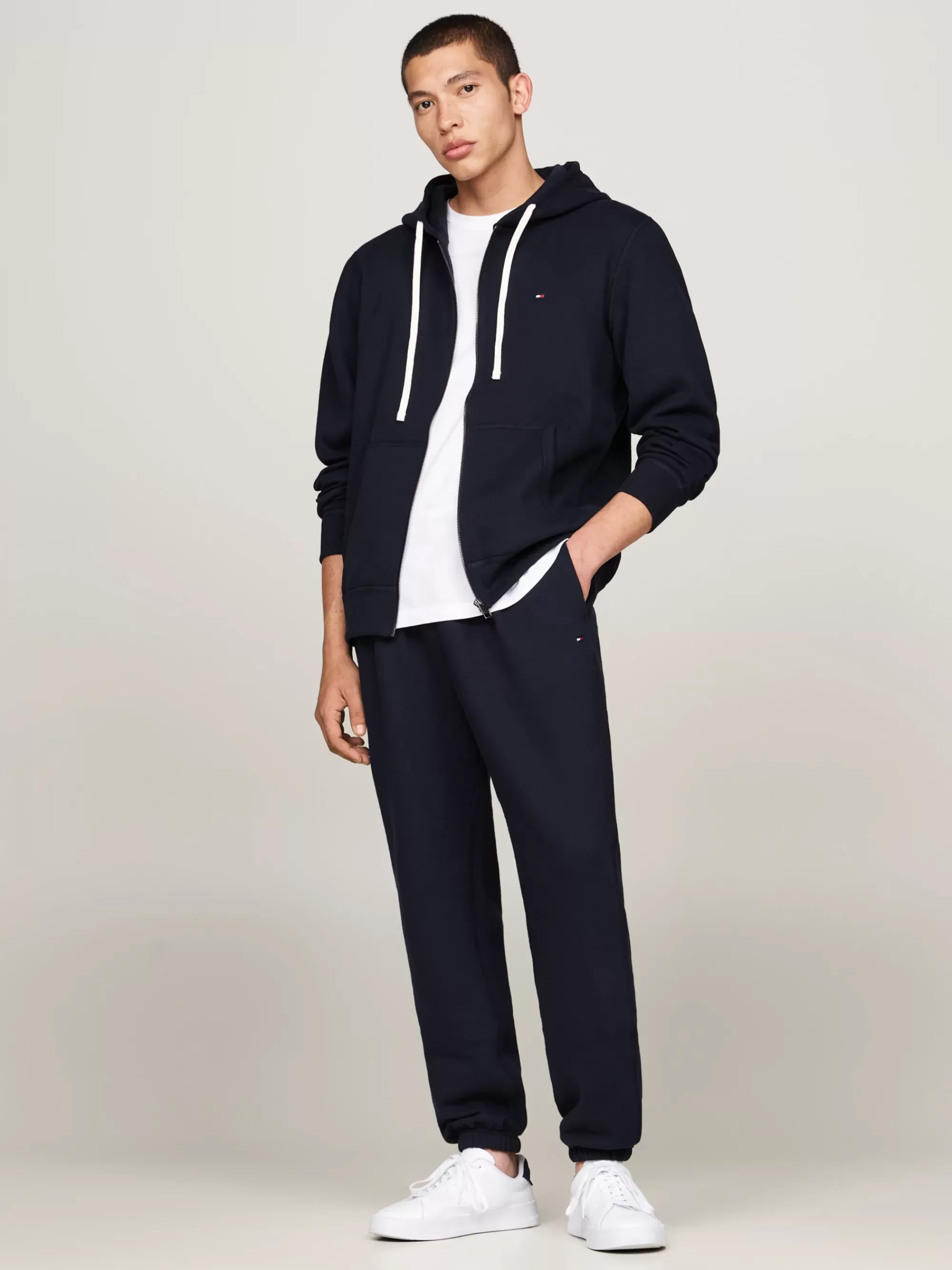 Broeken*Tommy Hilfiger Fleece Jogger Met Boorden DESERT SKY