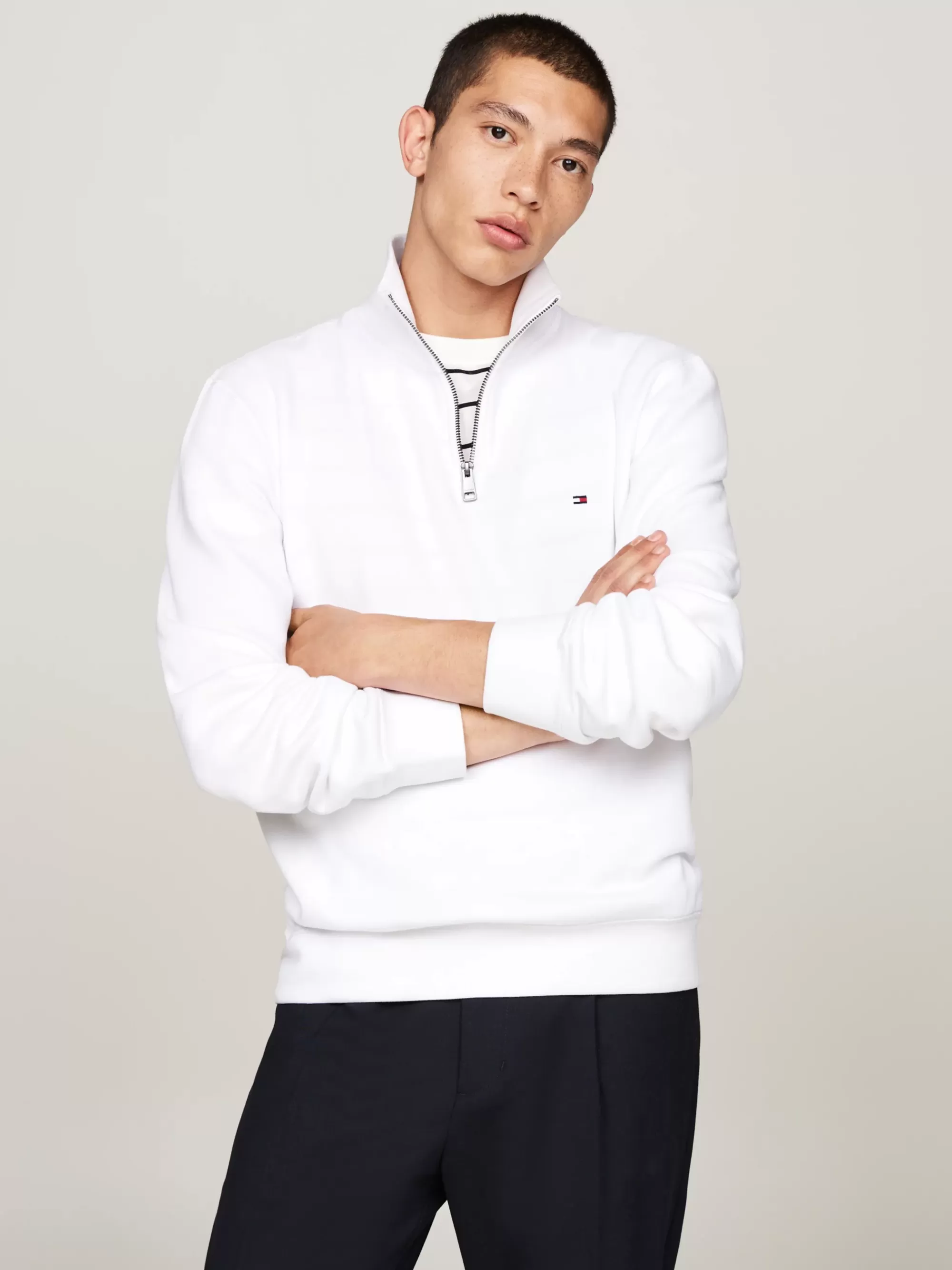 Sweatshirts & Hoodies*Tommy Hilfiger Fleece Sweatshirt Met 1/4-rits WHITE