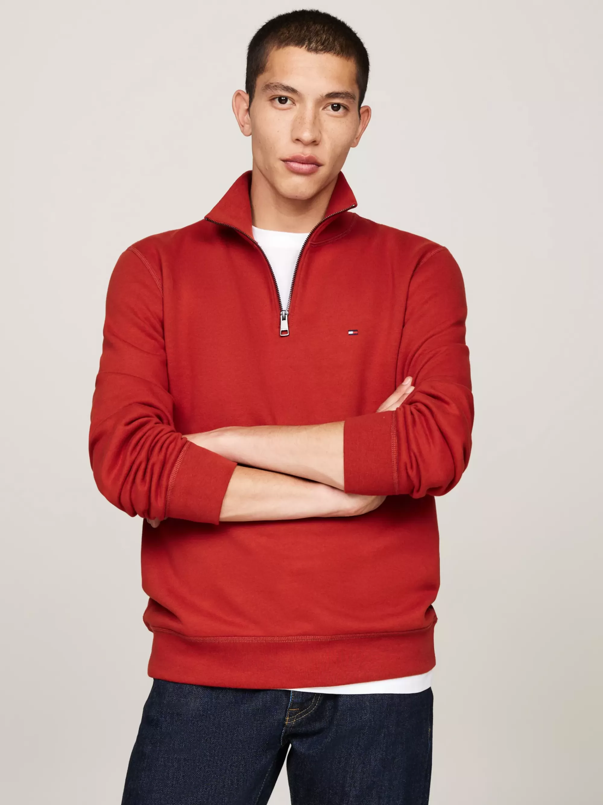 Sweatshirts & Hoodies*Tommy Hilfiger Fleece Sweatshirt Met 1/4-rits DARK MAGMA