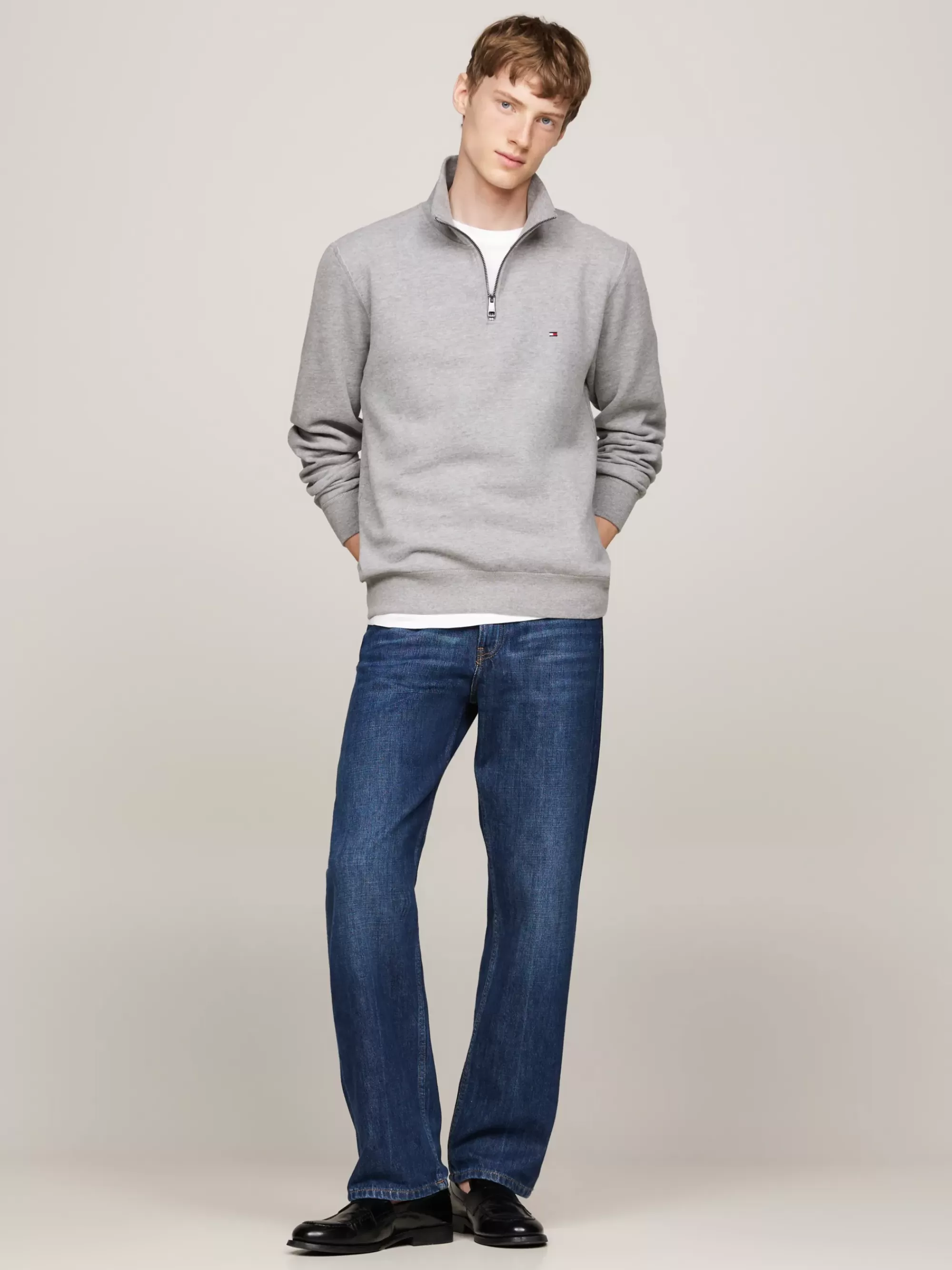 Sweatshirts & Hoodies*Tommy Hilfiger Fleece Sweatshirt Met 1/4-rits MEDIUM GREY HEATHER