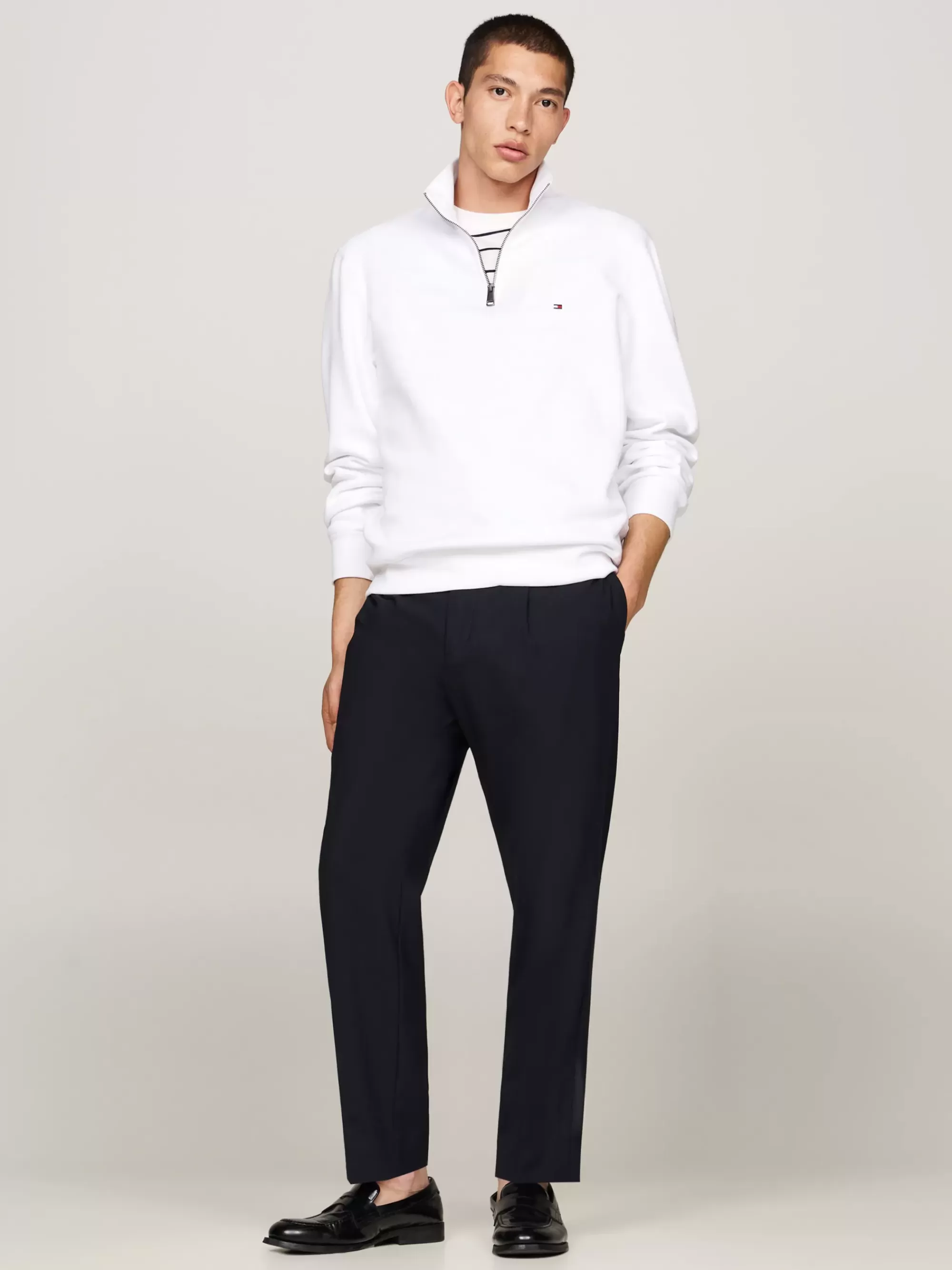 Sweatshirts & Hoodies*Tommy Hilfiger Fleece Sweatshirt Met 1/4-rits WHITE