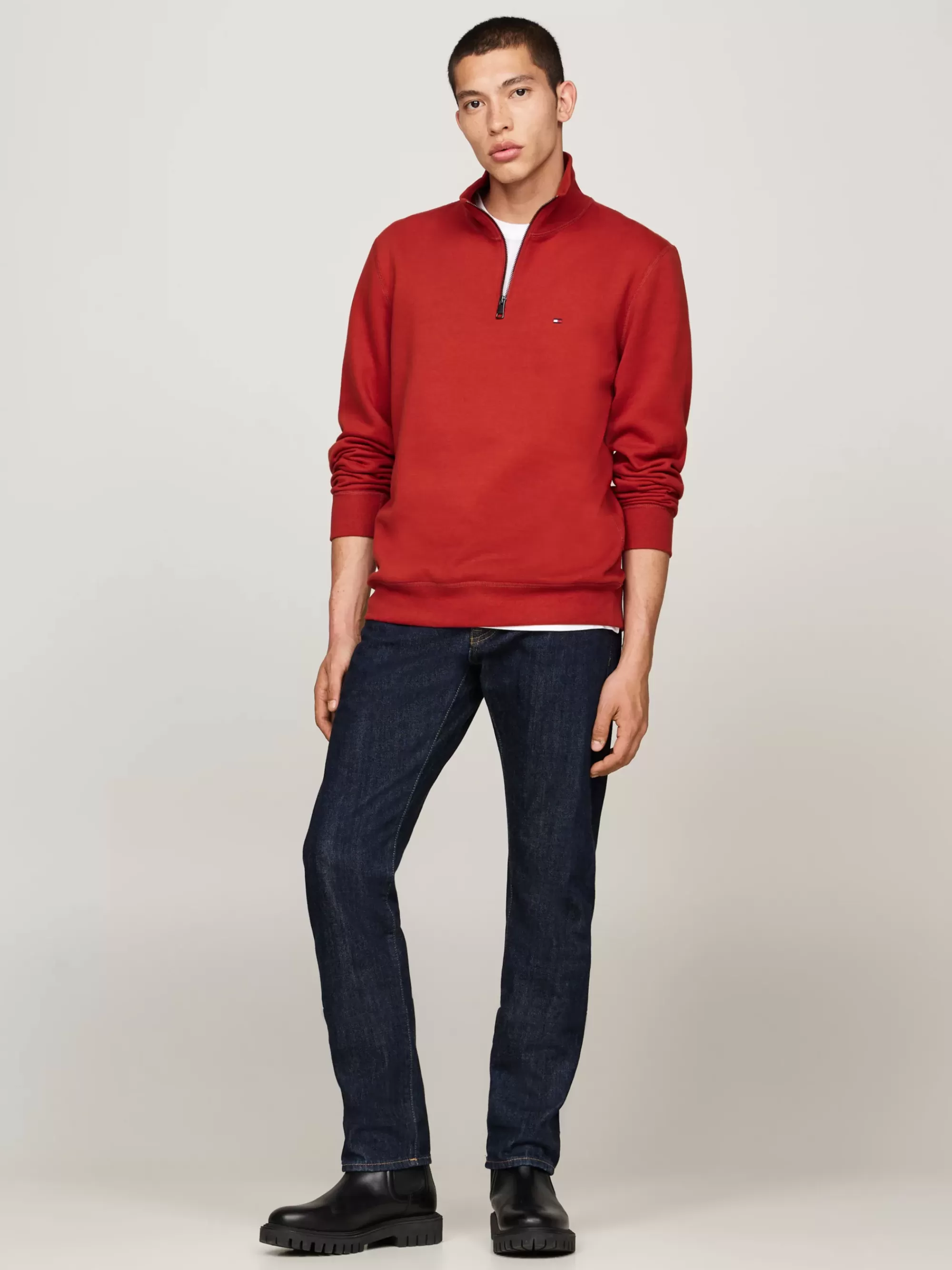 Sweatshirts & Hoodies*Tommy Hilfiger Fleece Sweatshirt Met 1/4-rits DARK MAGMA