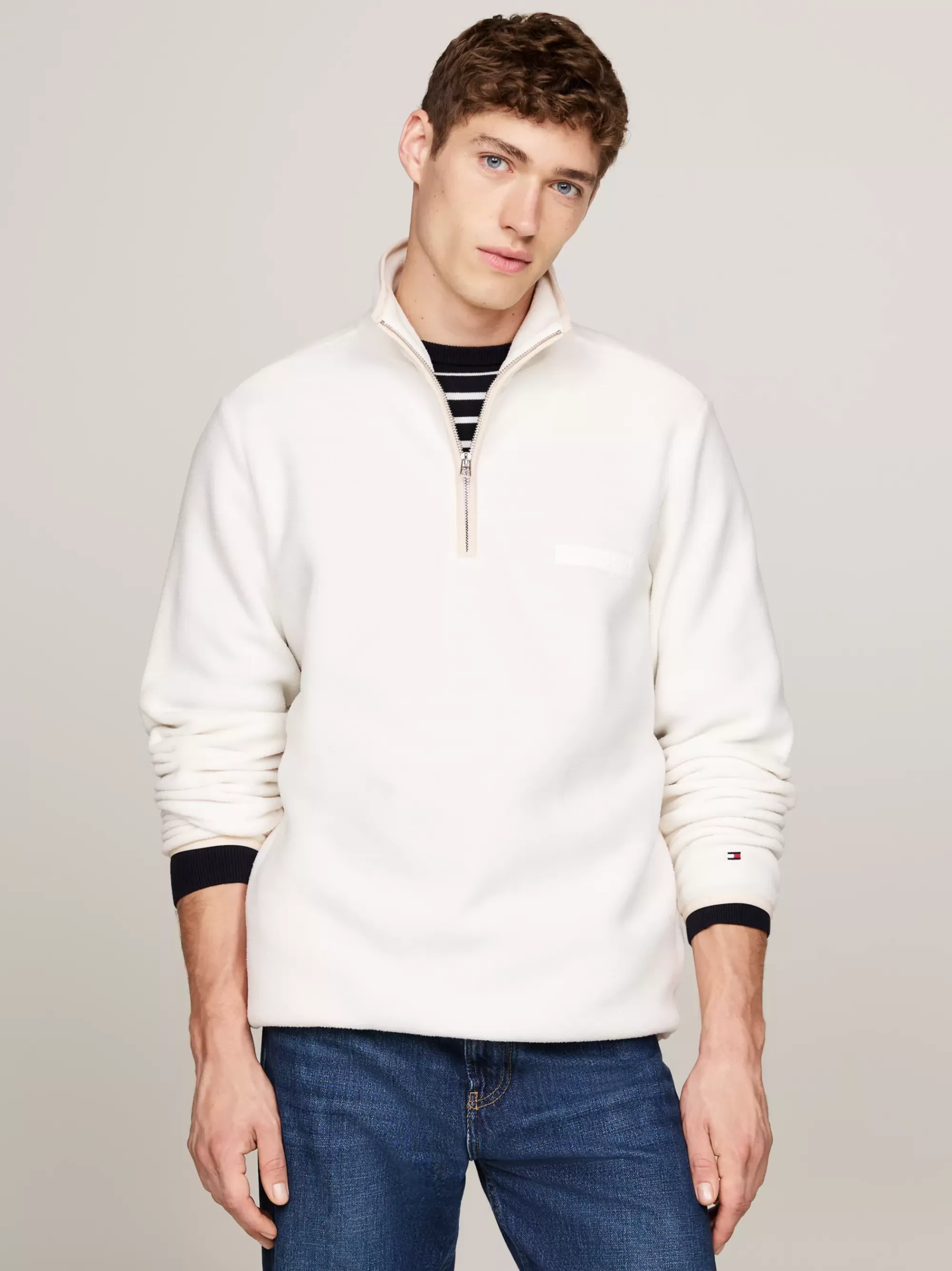 Sweatshirts & Hoodies*Tommy Hilfiger Fleece Sweatshirt Met Halve Rits IVORY PETAL