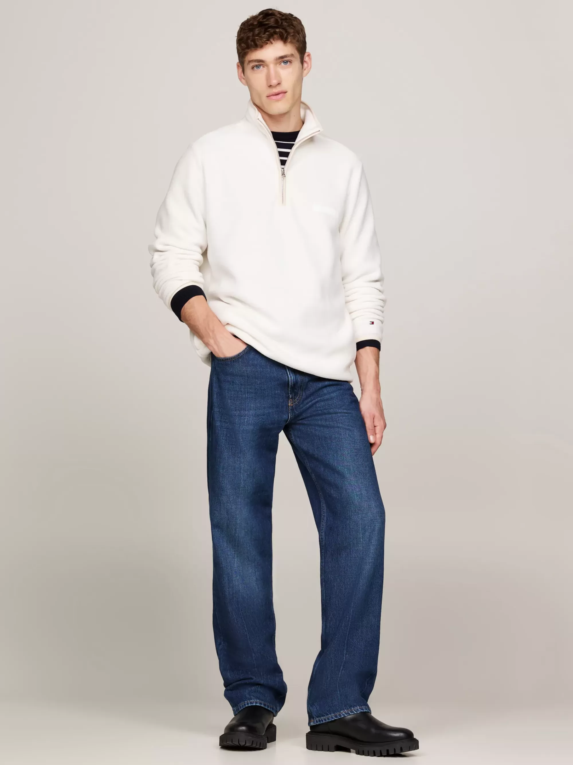 Sweatshirts & Hoodies*Tommy Hilfiger Fleece Sweatshirt Met Halve Rits IVORY PETAL