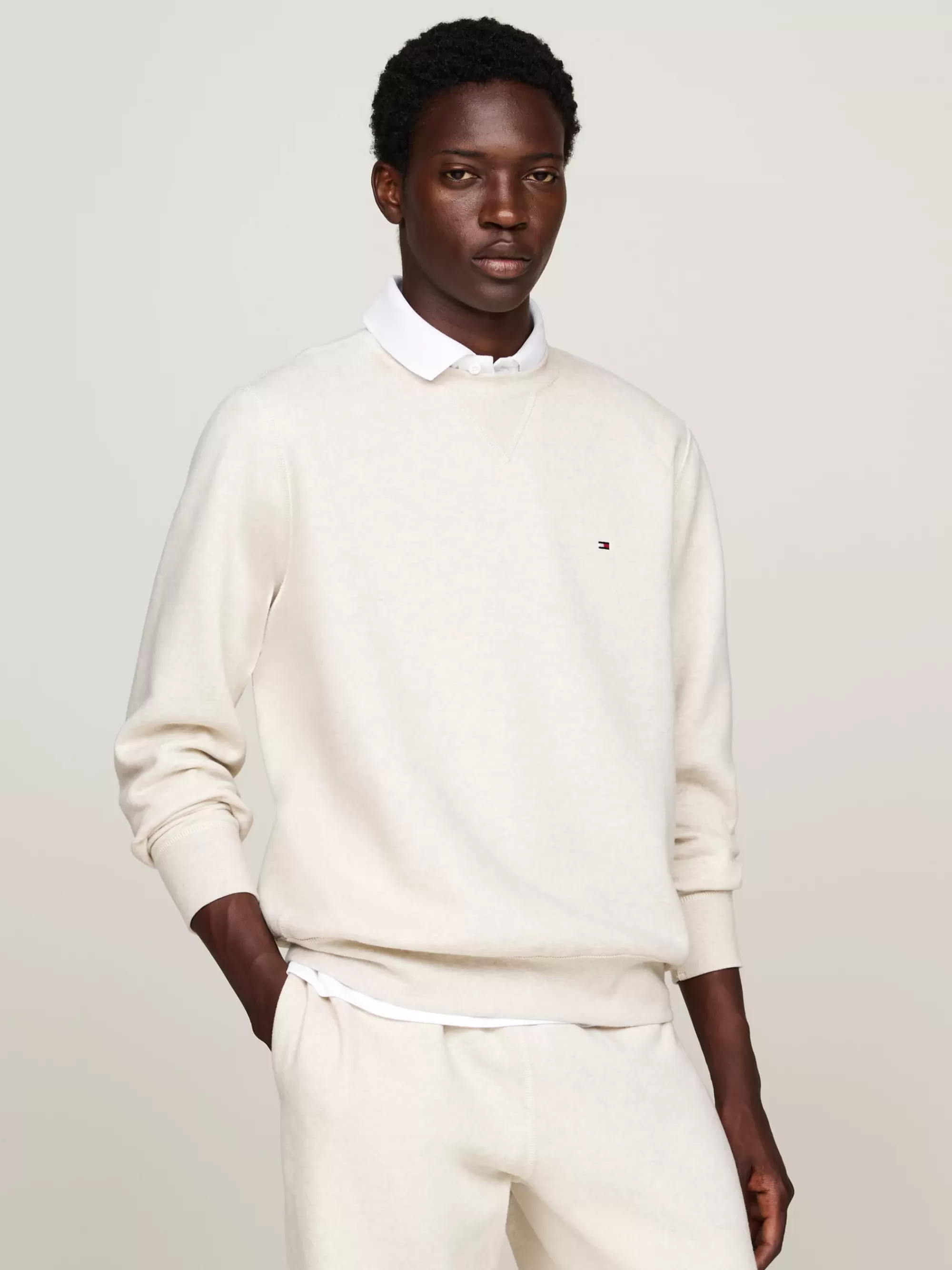 Sweatshirts & Hoodies*Tommy Hilfiger Fleece Sweatshirt Met Ronde Hals HEATHERED OATMILK