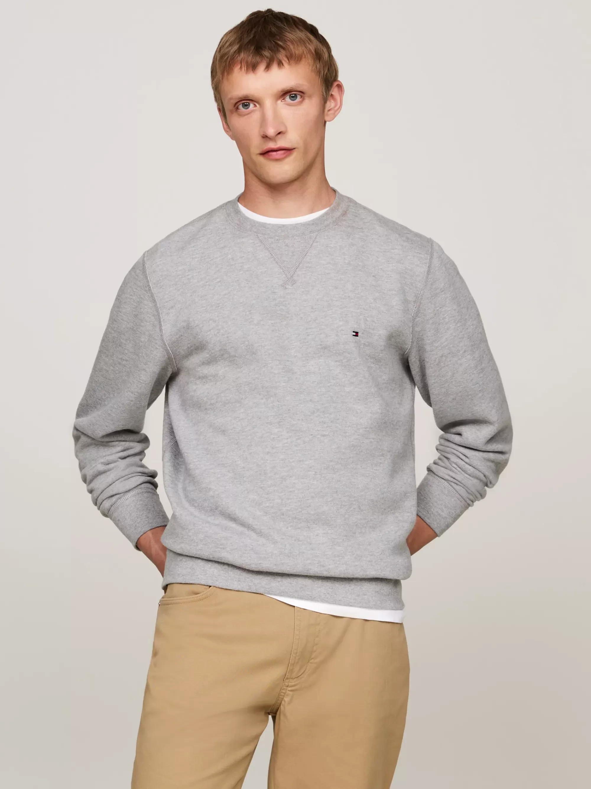 Sweatshirts & Hoodies*Tommy Hilfiger Fleece Sweatshirt Met Ronde Hals MEDIUM GREY HEATHER