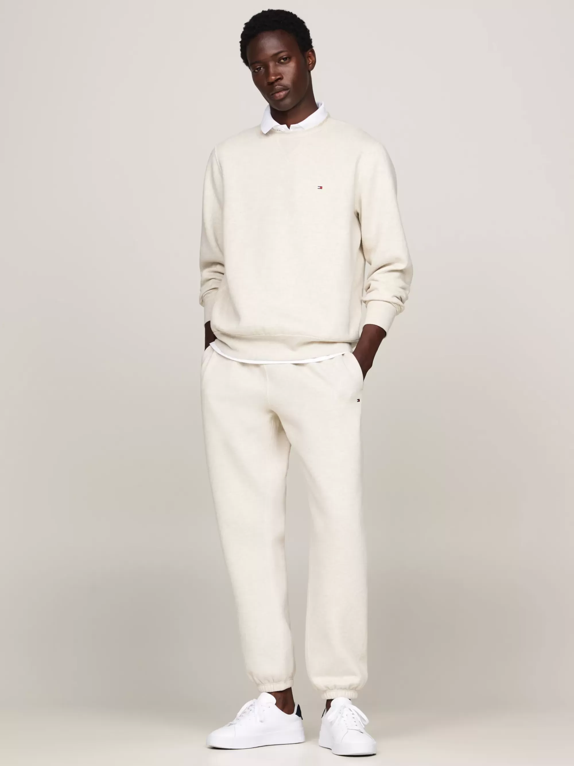 Sweatshirts & Hoodies*Tommy Hilfiger Fleece Sweatshirt Met Ronde Hals HEATHERED OATMILK