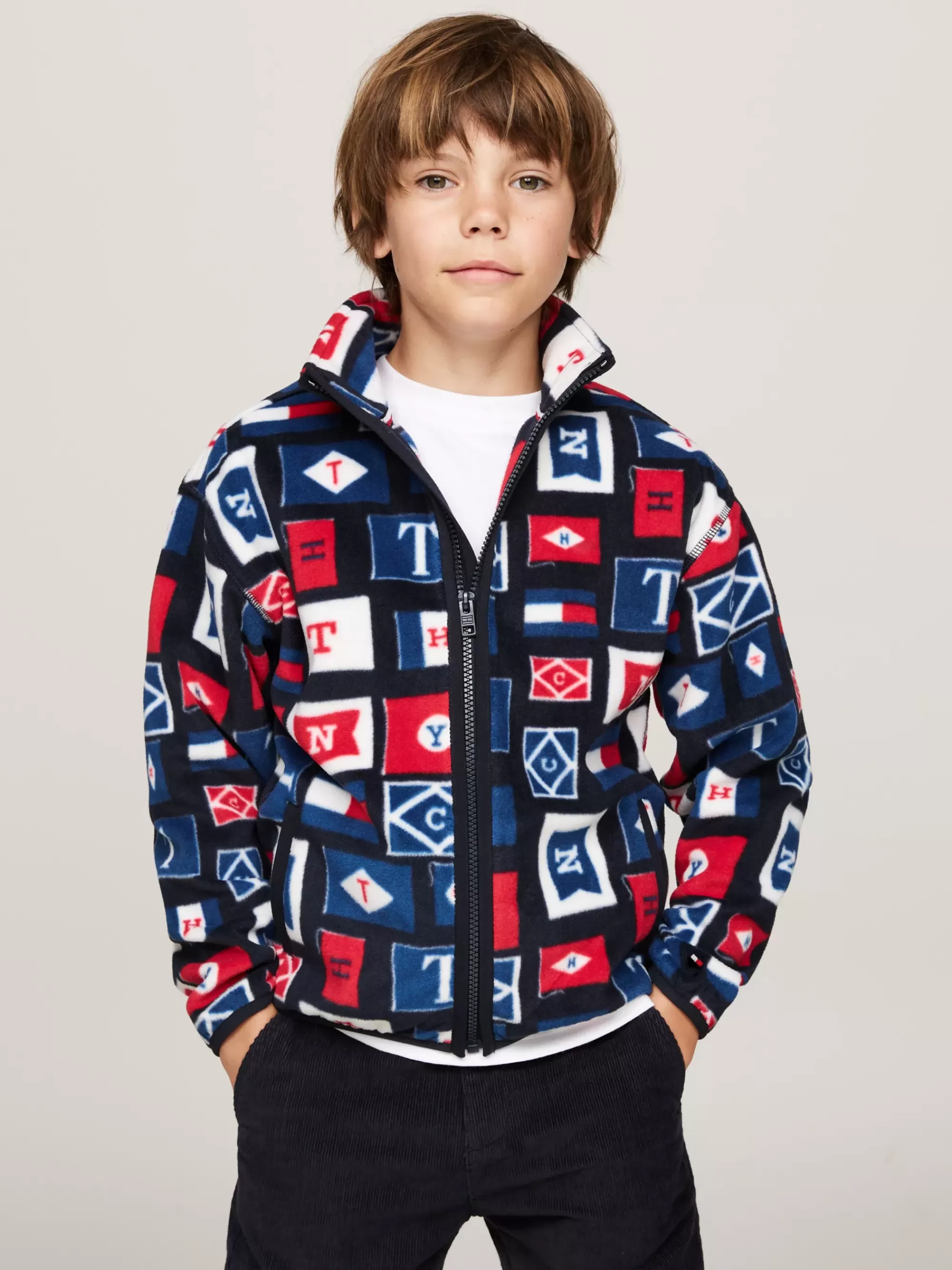 Sweatshirts & Hoodies*Tommy Hilfiger Fleece Vest Met Rits BLUE BASE FLAGS ALLOVER