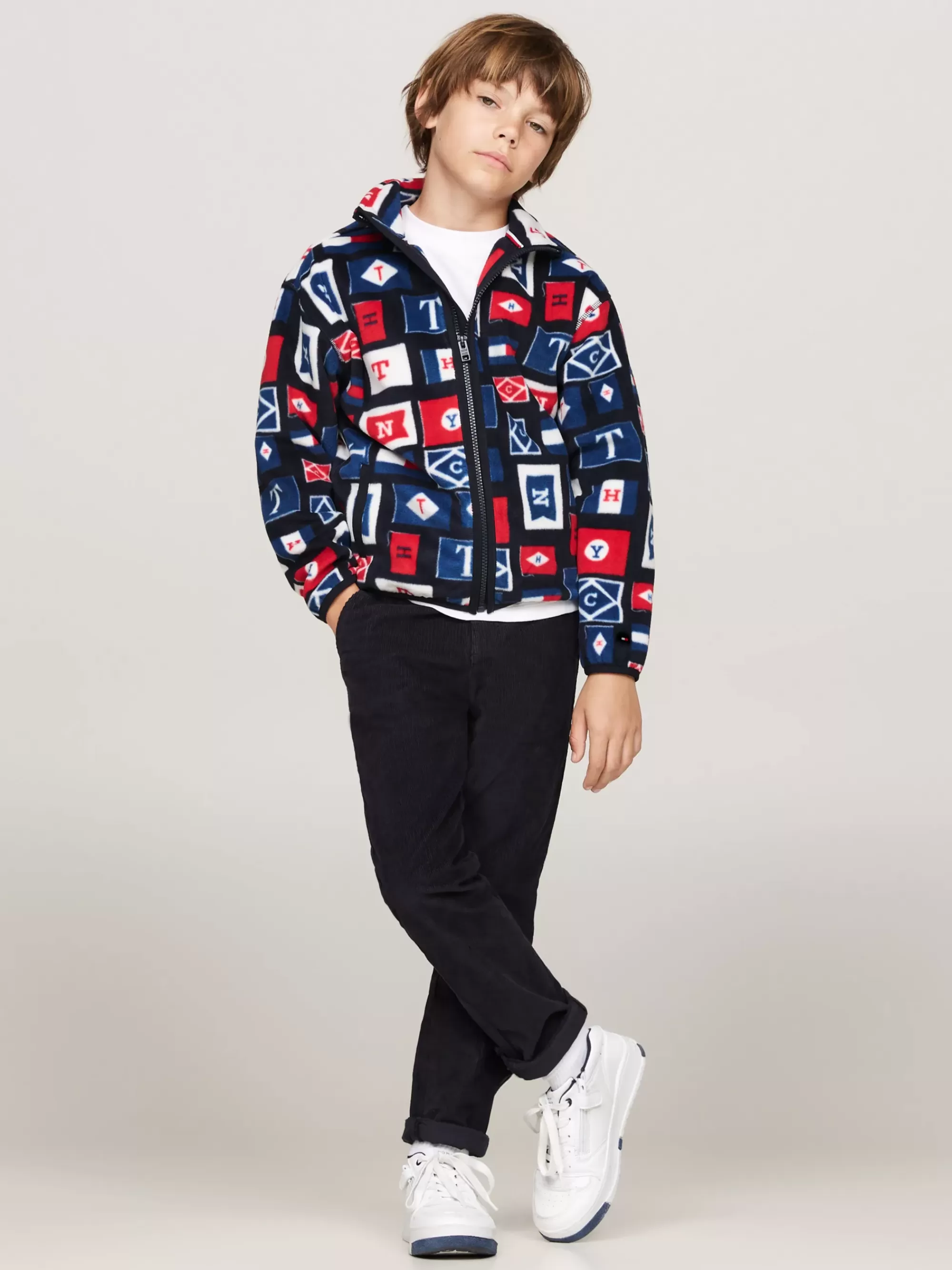 Sweatshirts & Hoodies*Tommy Hilfiger Fleece Vest Met Rits BLUE BASE FLAGS ALLOVER