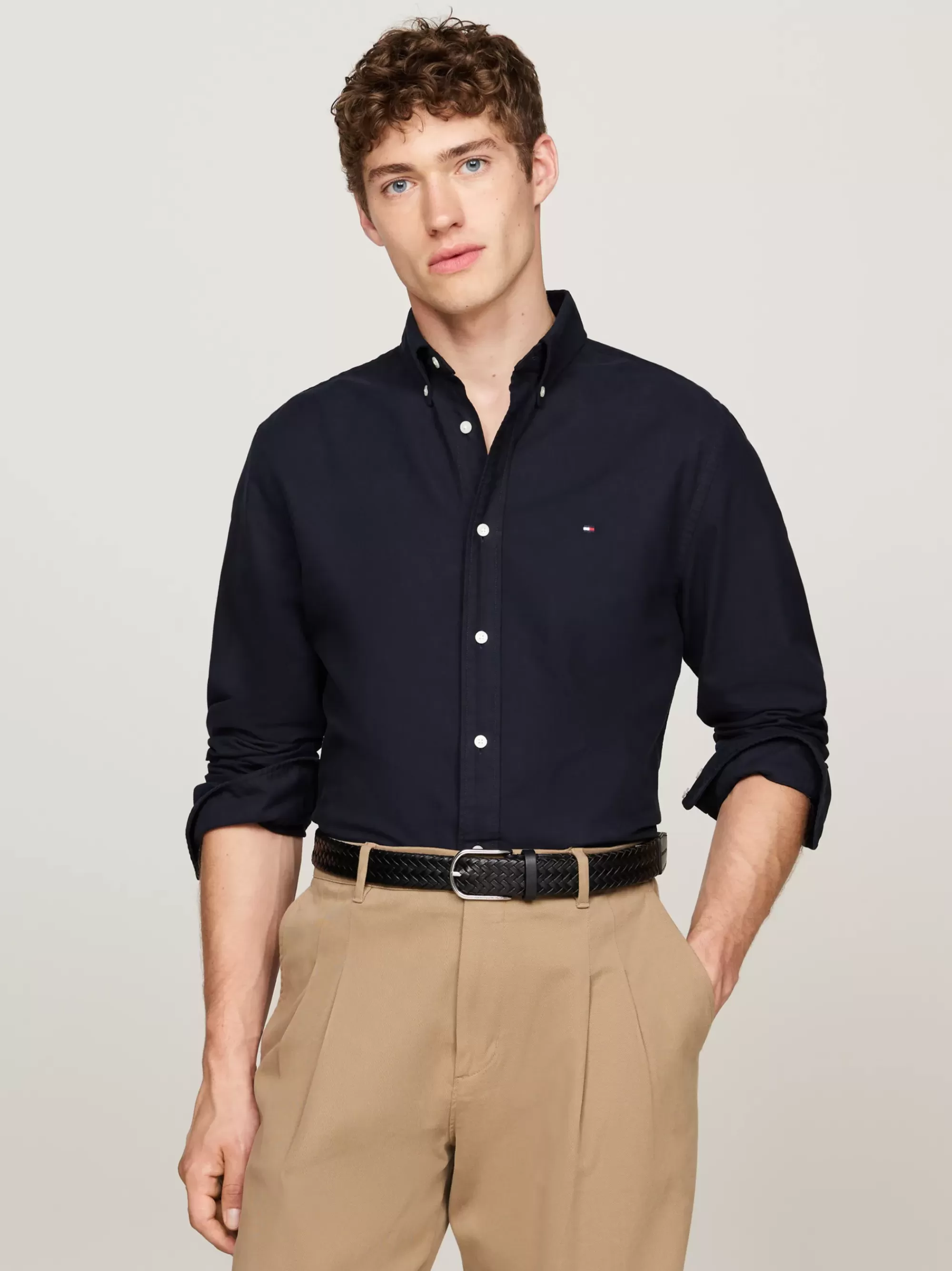 Overhemden*Tommy Hilfiger Garment-dyed Regular Fit Oxford-overhemd DESERT SKY
