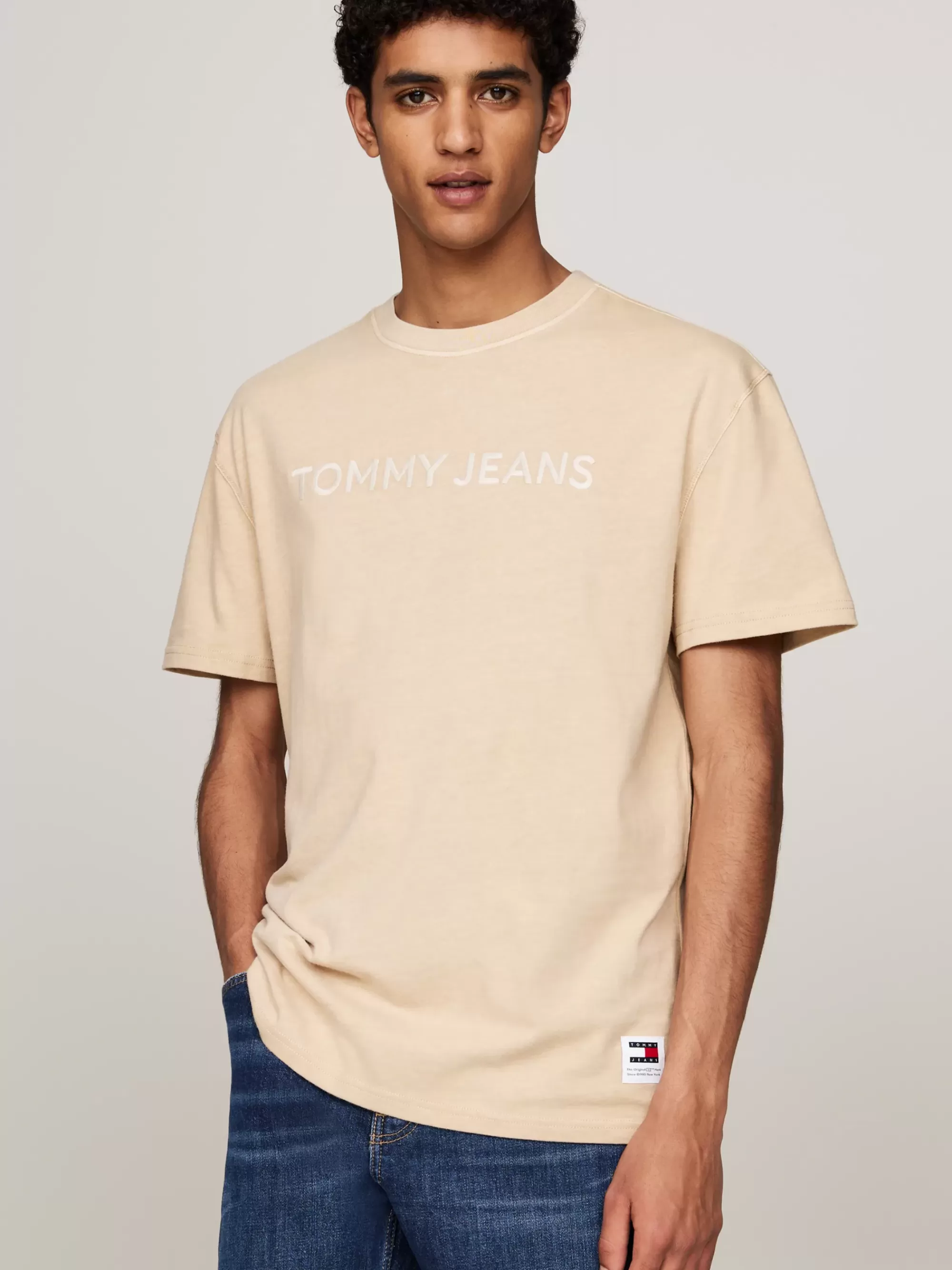 T-Shirts*Tommy Hilfiger Garment-dyed T-shirt Met Geborduurd Logo GENTLE GOLD