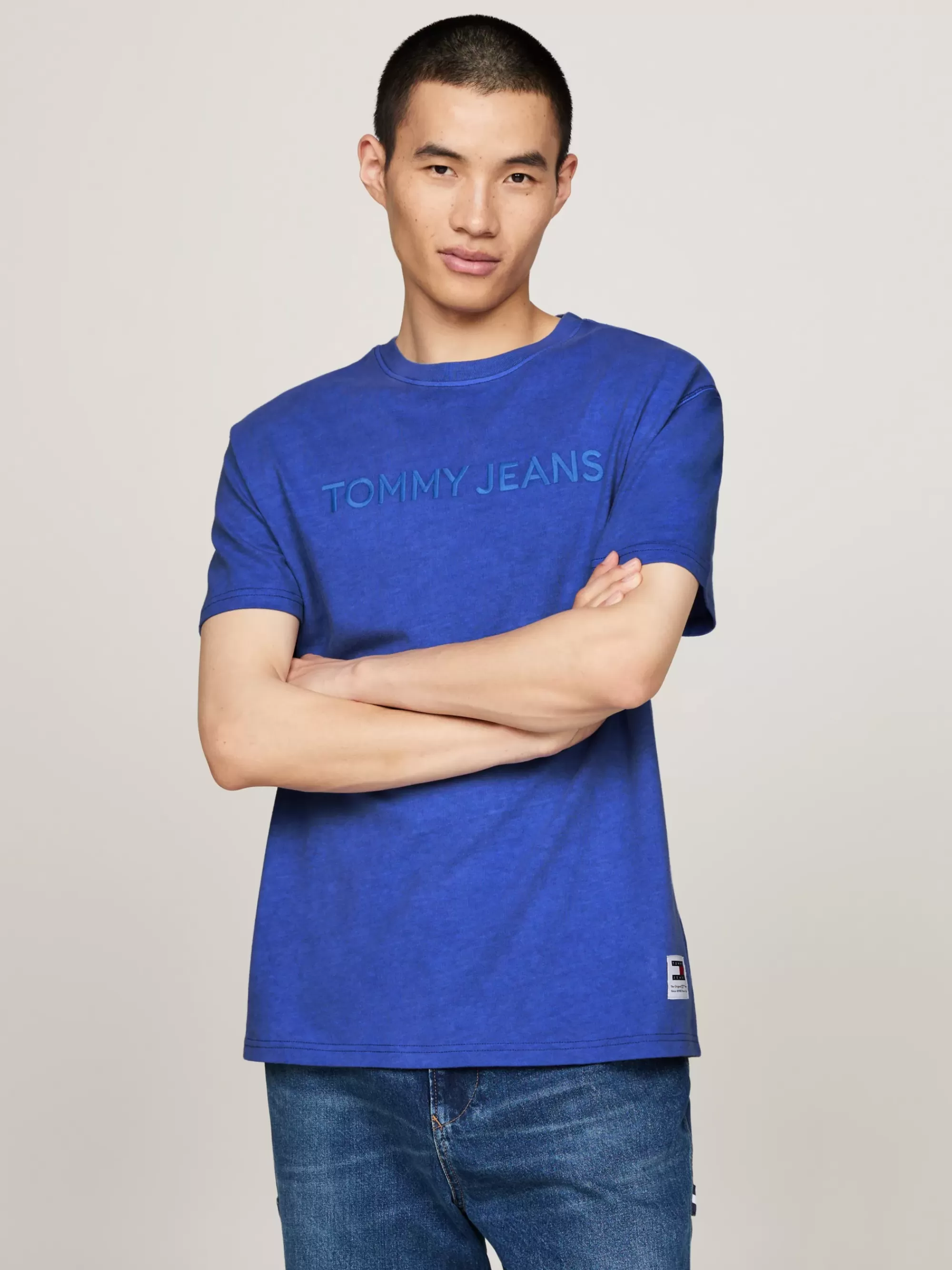 T-Shirts*Tommy Hilfiger Garment-dyed T-shirt Met Geborduurd Logo BRIGHT BLUE