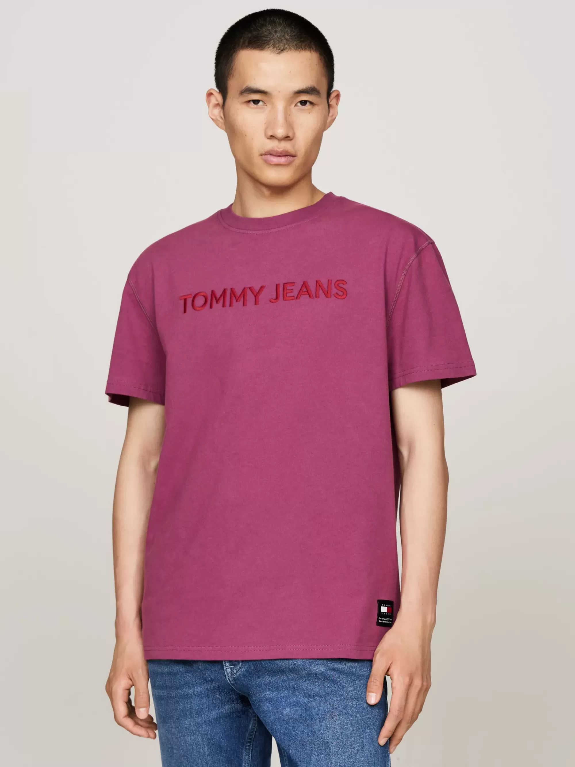 T-Shirts*Tommy Hilfiger Garment-dyed T-shirt Met Geborduurd Logo DEEP ROUGE