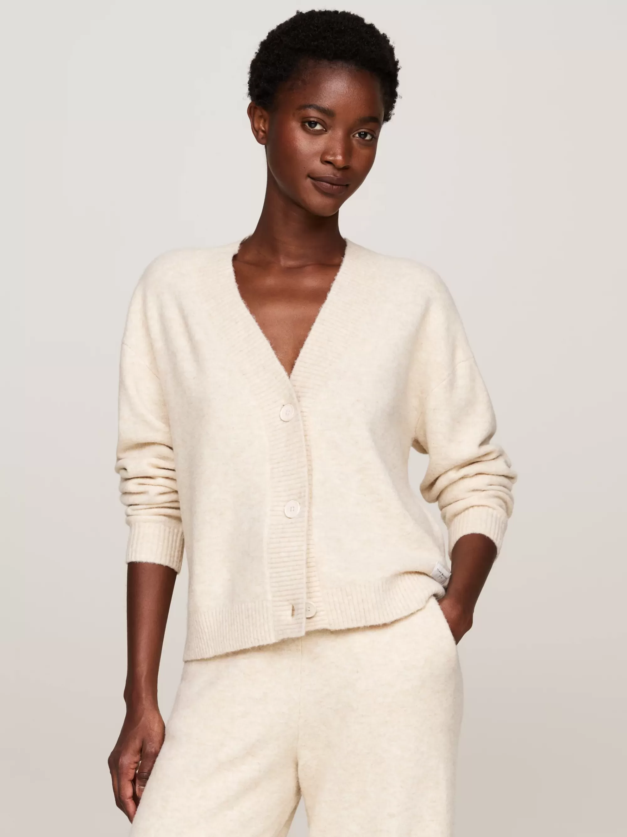 Loungewear*Tommy Hilfiger Gebreid Vest Met -logo HEATHERED OAT