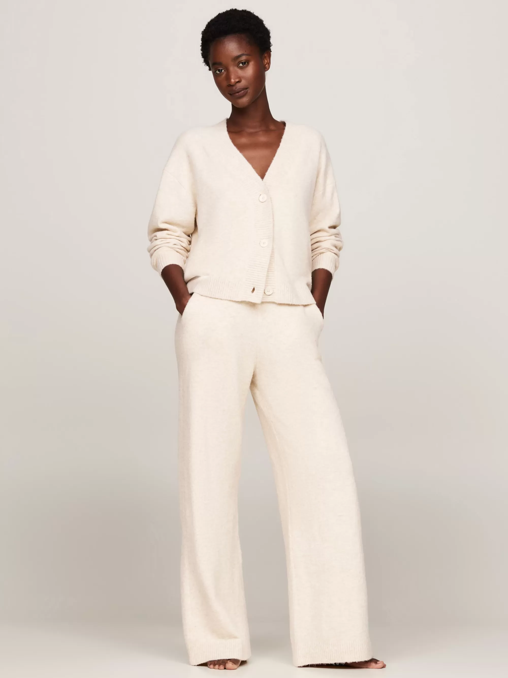 Loungewear*Tommy Hilfiger Gebreid Vest Met -logo HEATHERED OAT