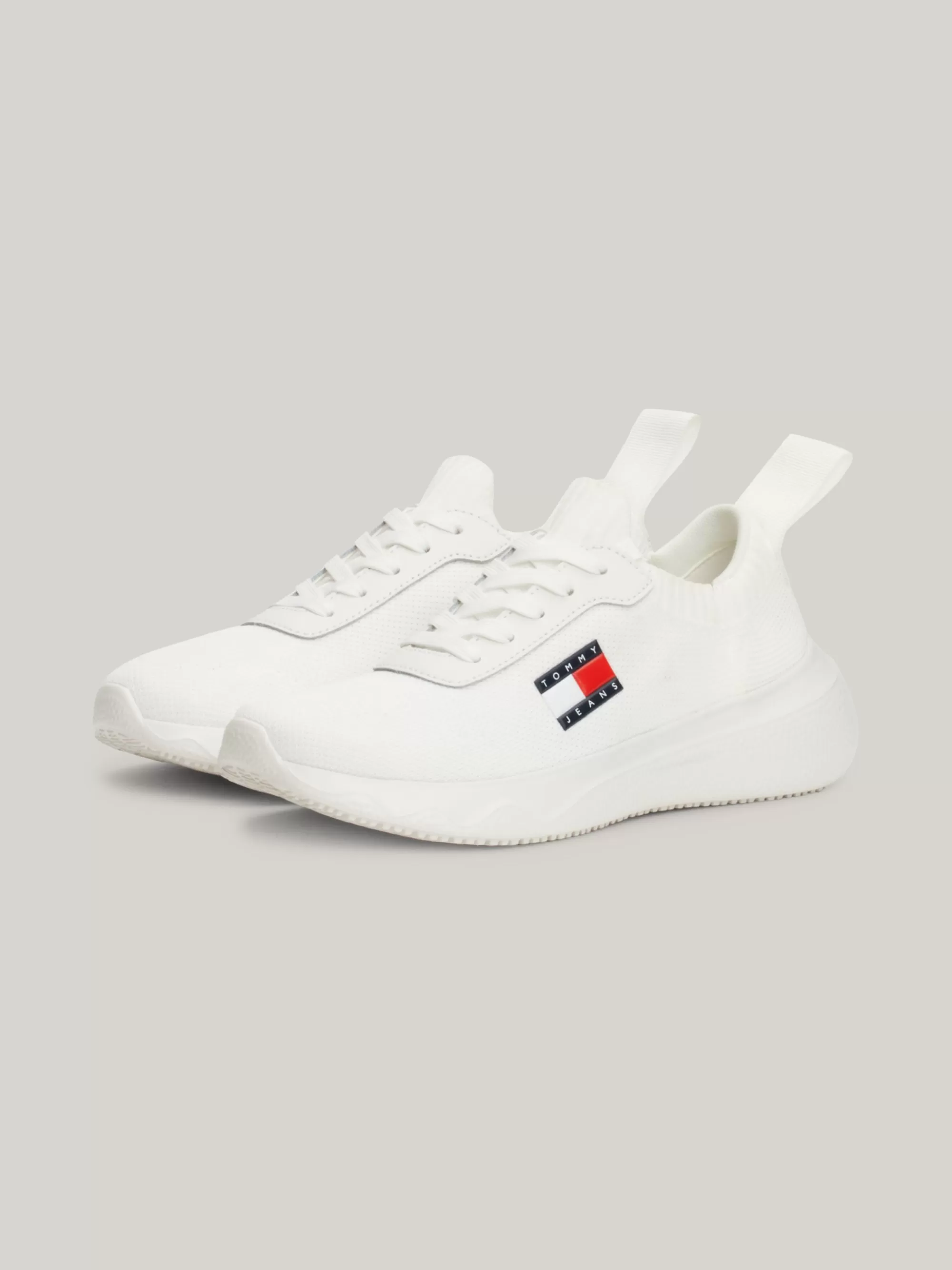 Sneakers*Tommy Hilfiger Gebreide Hardloopsneaker Met Logo ECRU