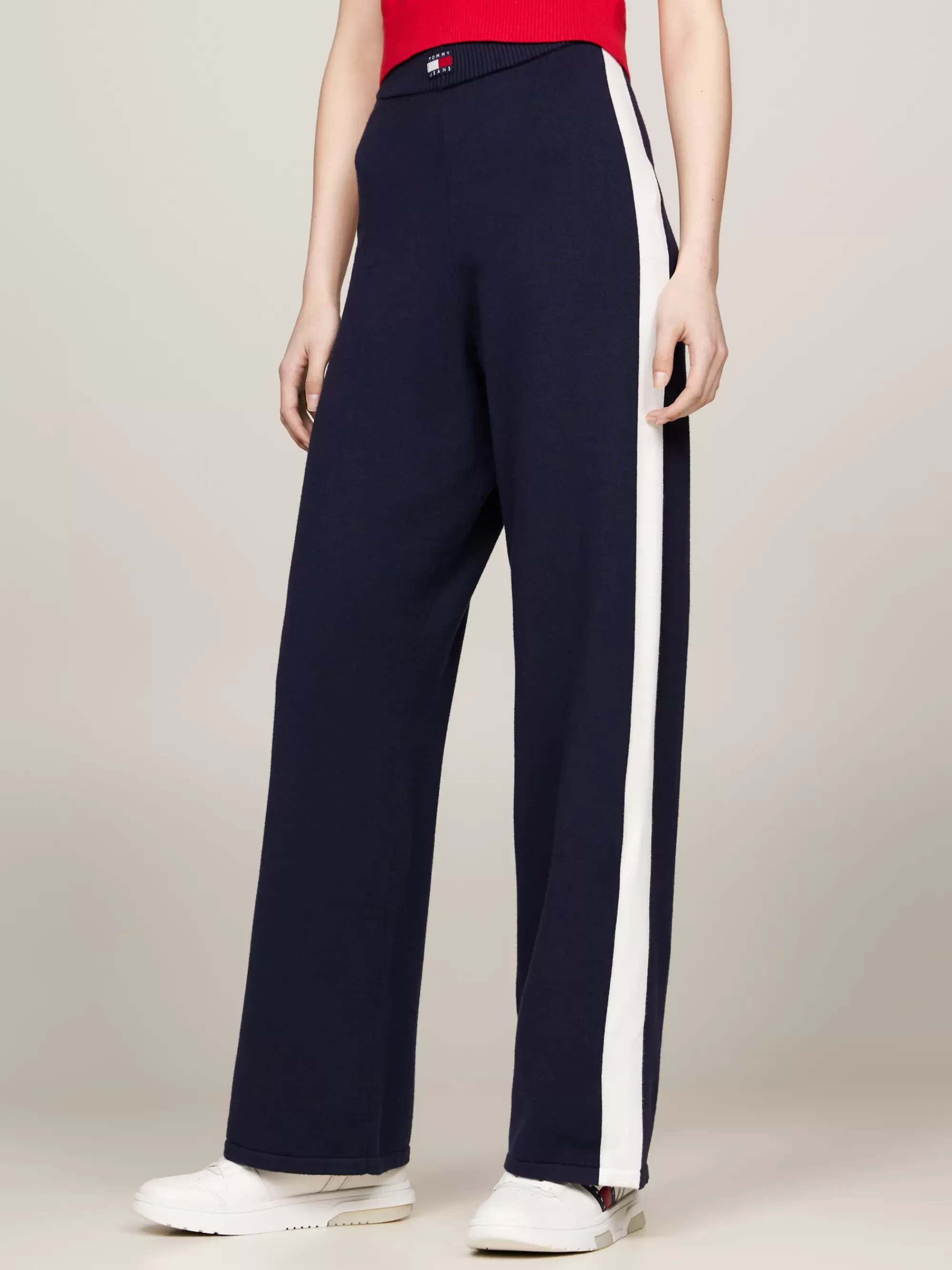 Broeken*Tommy Hilfiger Gebreide Jogger Met Wijde Fit En Badge DARK NIGHT NAVY