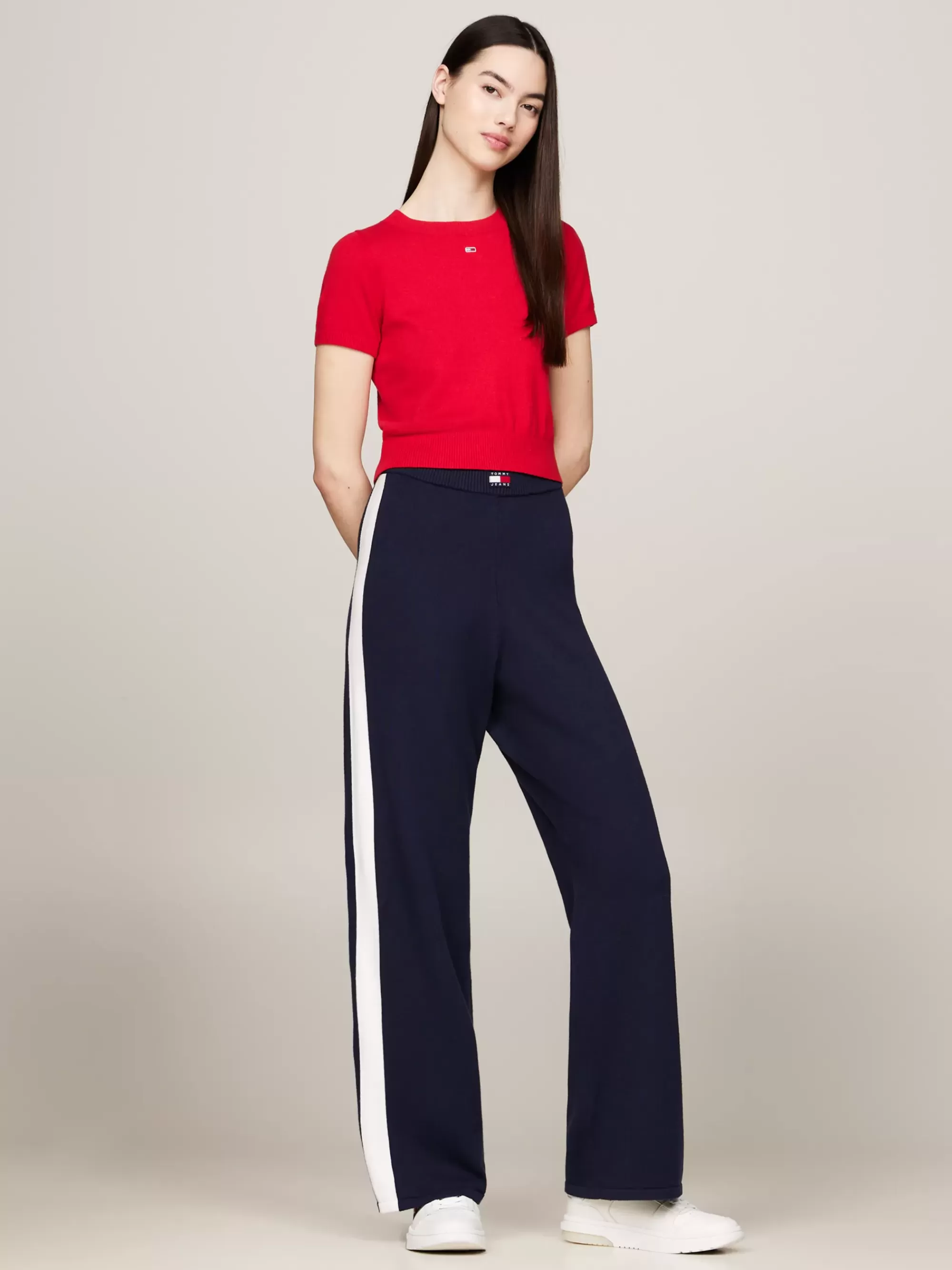 Broeken*Tommy Hilfiger Gebreide Jogger Met Wijde Fit En Badge DARK NIGHT NAVY