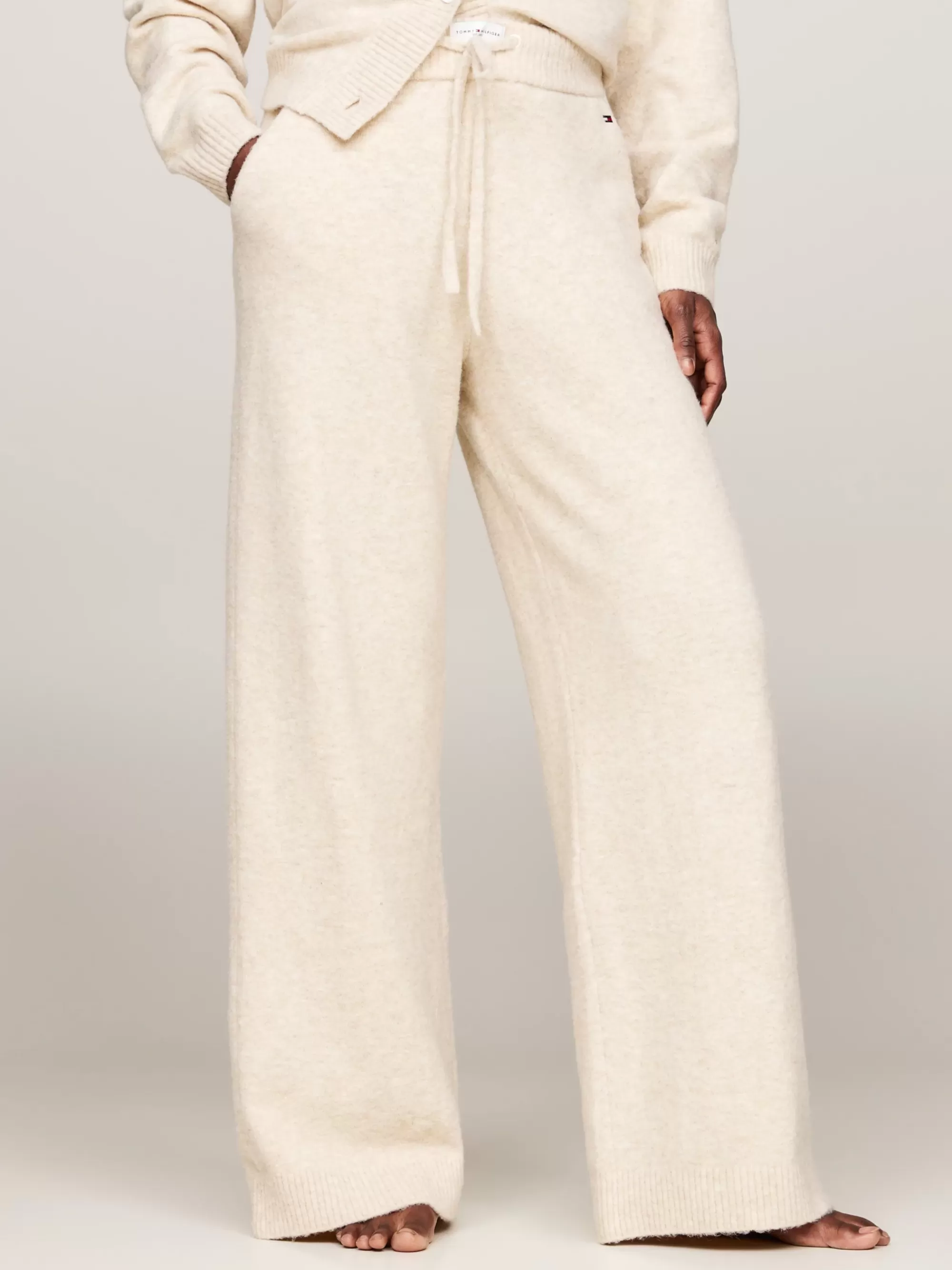 Loungewear*Tommy Hilfiger Gebreide Pyjamabroek Met Hilfiger-logo HEATHERED OAT