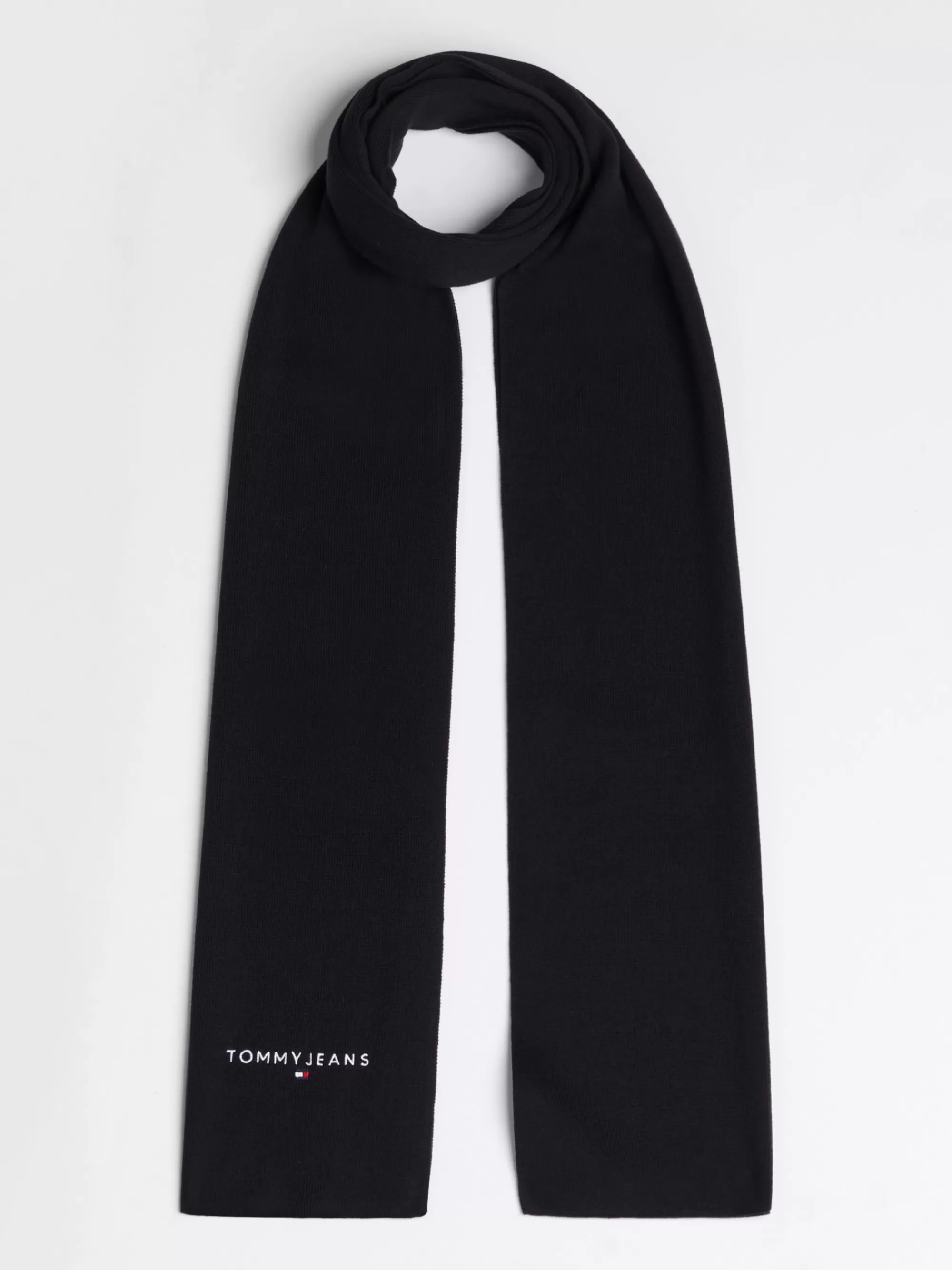 Mutsen, Handschoenen & Sjaals*Tommy Hilfiger Gebreide Sjaal Met Geborduurd Logo BLACK