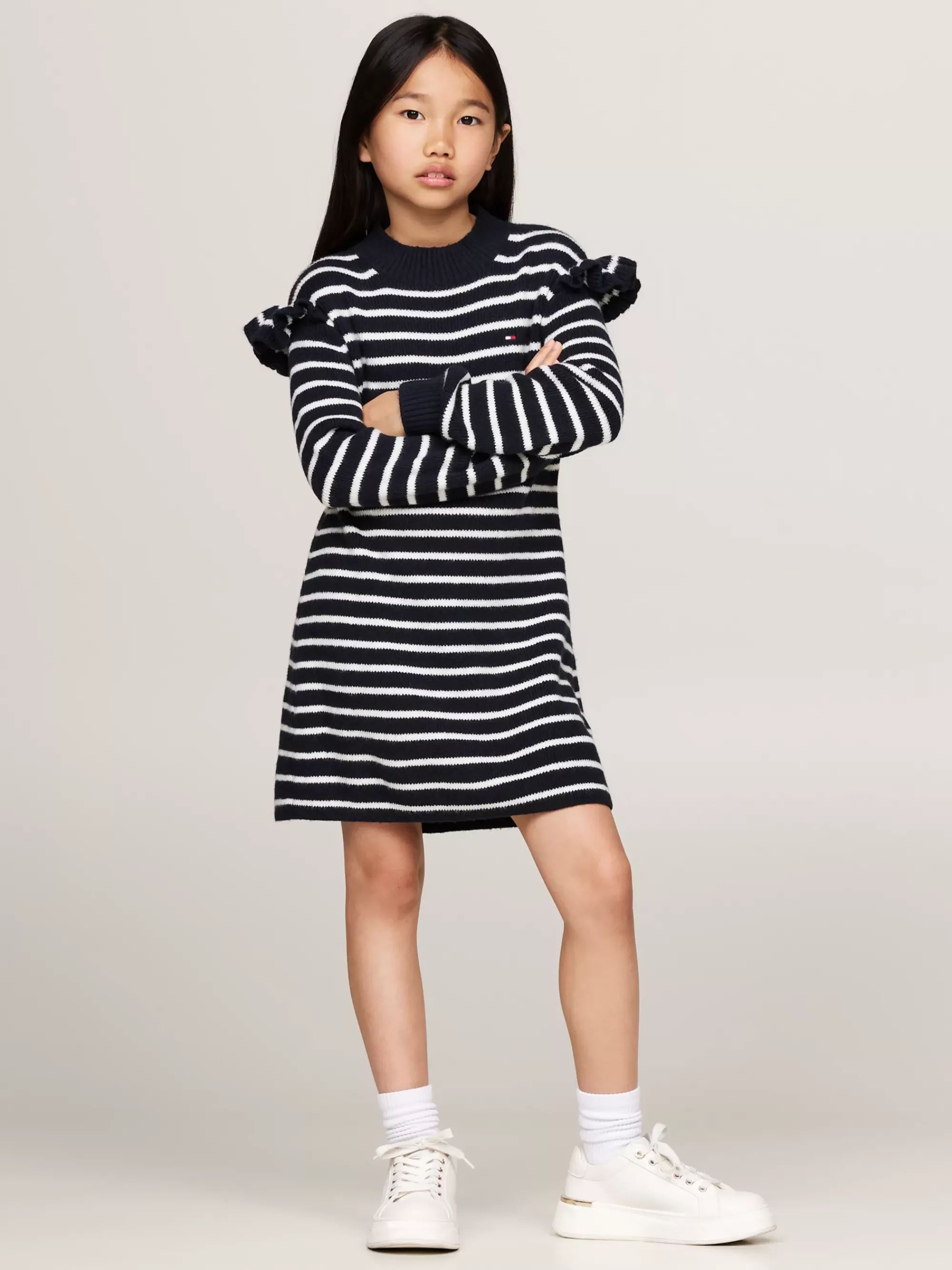 Jurken*Tommy Hilfiger Gebreide Skate Jurk Met Bretonse Streep DESERT SKY STRIPE